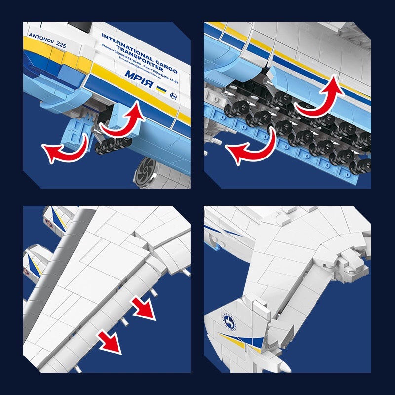 JIESTAR JJ9093 AN-225 Mriya 1:135 Scale Large Transport Aircraft Model - 1728 Pcs Building Blocks Set for Adults & Kids - Perfect for Aviation Enthusiasts, Collectors, and STEM Education