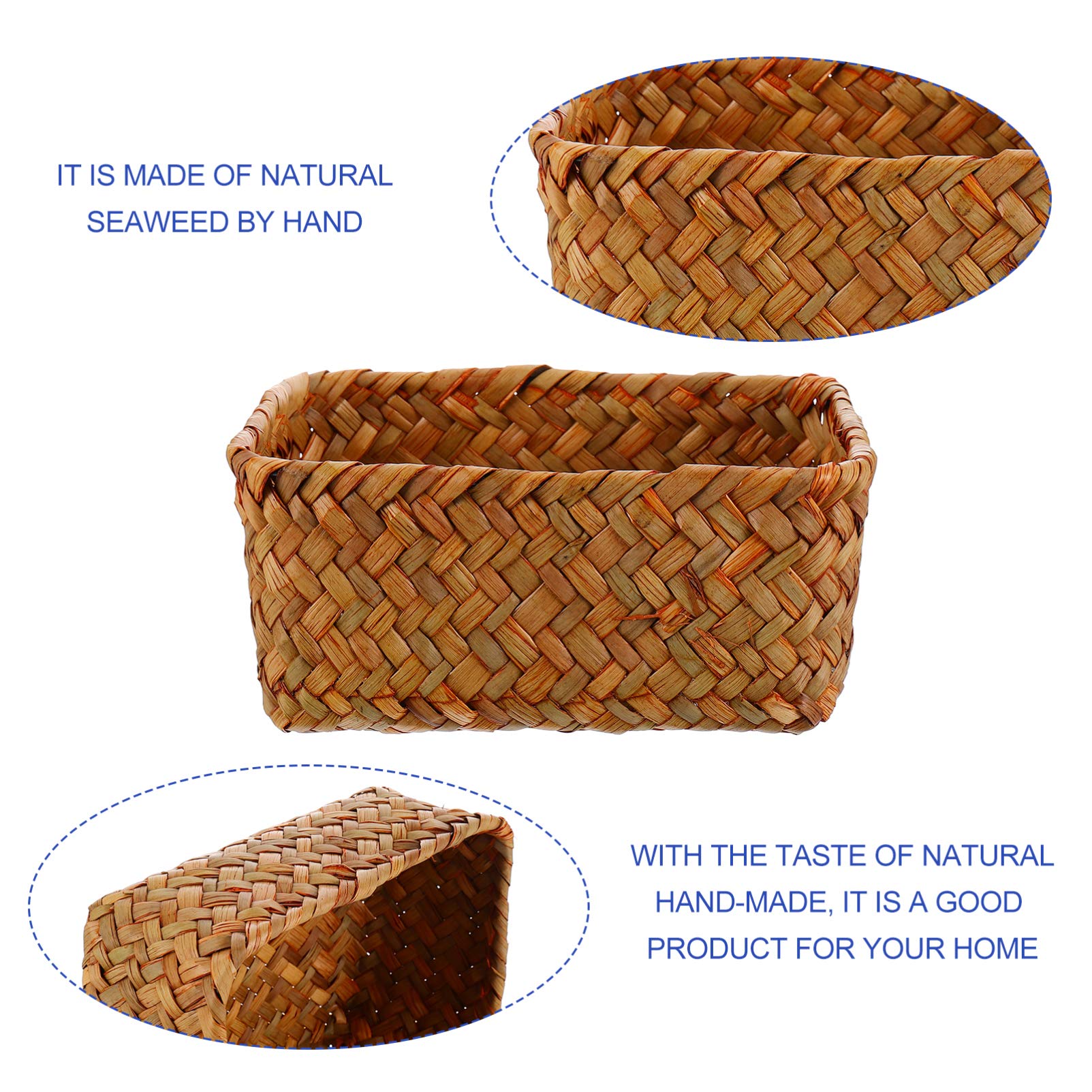 DOITOOL Woven Storage Basket - Clothes, Cutlery & Vanity Organizer - Natural Wicker Desk Tray for Home Decor & Shelf Storage - Perfect for Bedroom, Bathroom & Office Organization