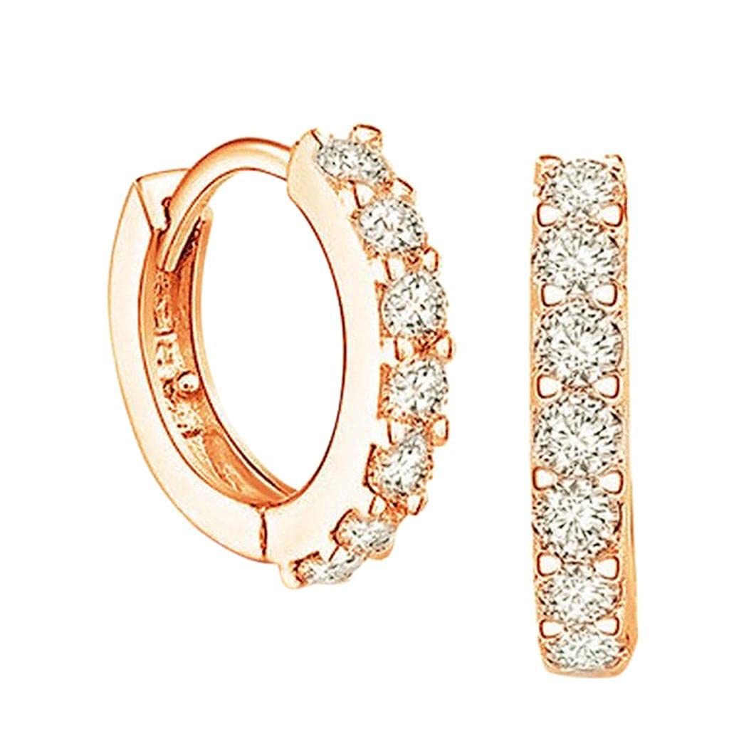 Vintage Minimalist Stud Earrings for Women - Premium Quality Rhinestone Silver Round Hoop Earrings - Fashion Jewelry Gift for Her - Perfect for Daily Wear, Parties & Special Occasions