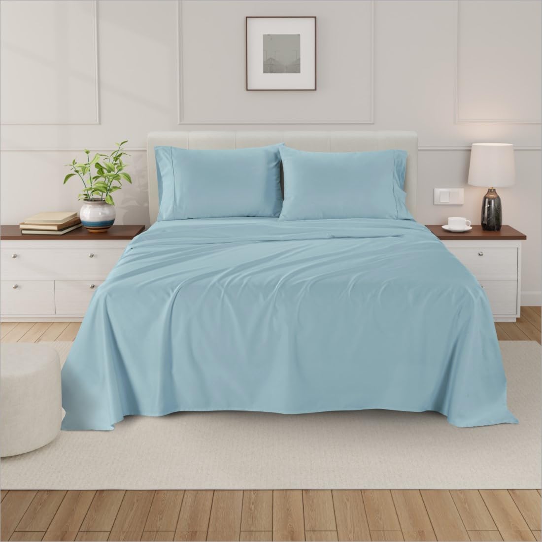 Premium 1000 Thread Count King Size Egyptian Cotton Sheets Set - 4Pc Luxury Sateen Weave Bedding with 16