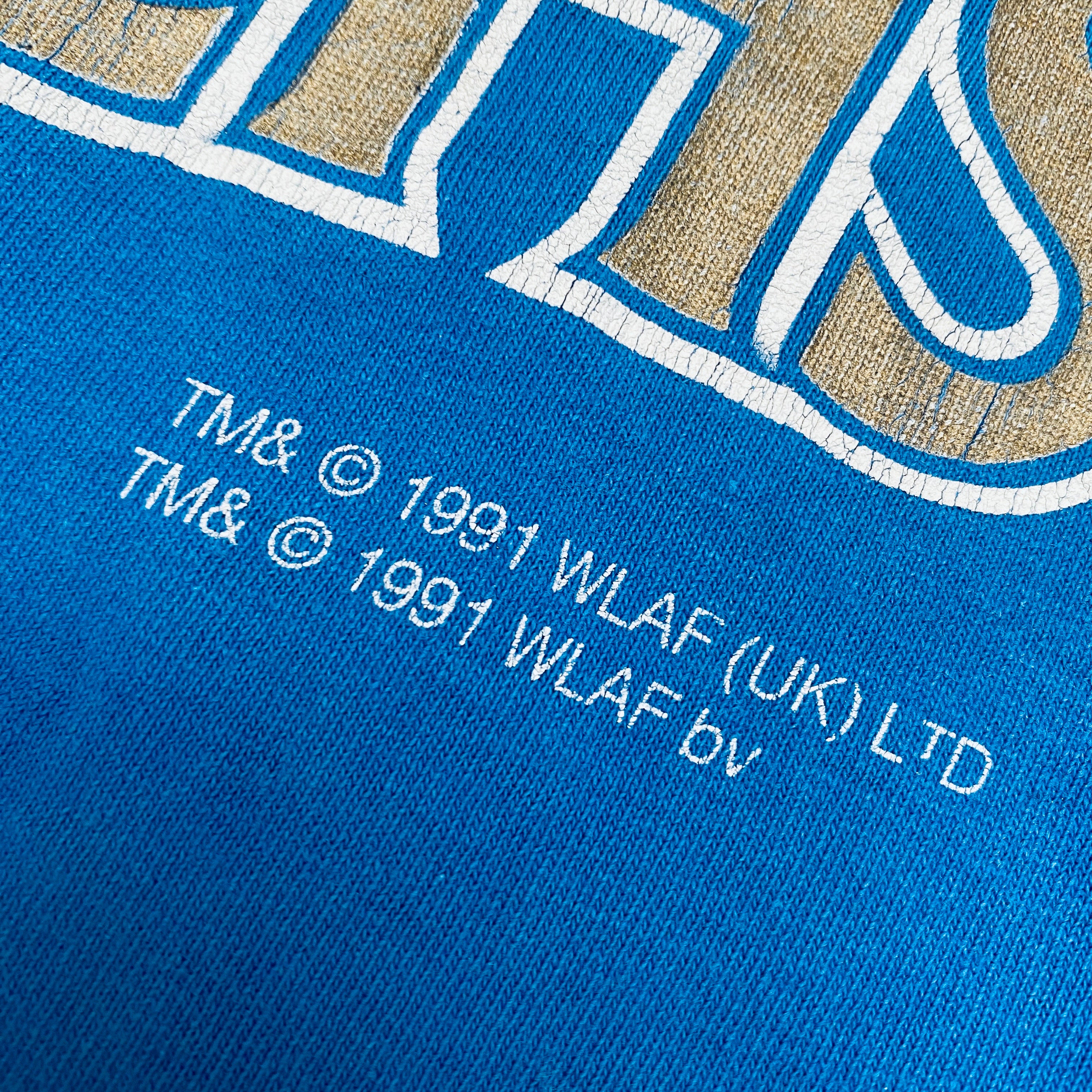 WLAF: Vintage 1991 London Monarchs Graphic Spellout T-Shirt (Large) - Retro Football Fan Apparel for Game Day & Casual Wear