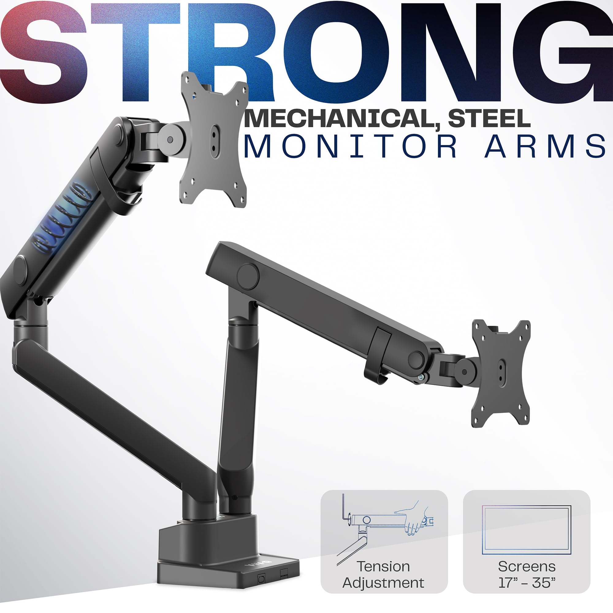 VIVO Premium Aluminum Full Motion Dual Monitor Desk Mount Stand with Lift Engine Arm - Holds Ultrawide Screens up to 35 inches (STAND-V102BB) - Perfect for Home Office, Gaming Setup & Workspace Ergonomics