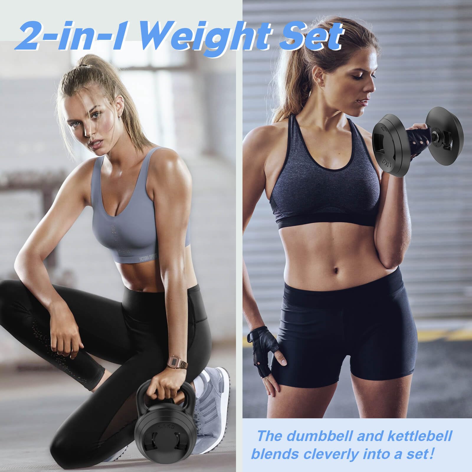 Adjustable Kettlebells Set 10lb-25lb - 2-in-1 Home Gym Equipment for Strength Training - Perfect for Women & Men Workouts at Home, Office or Travel Fitness