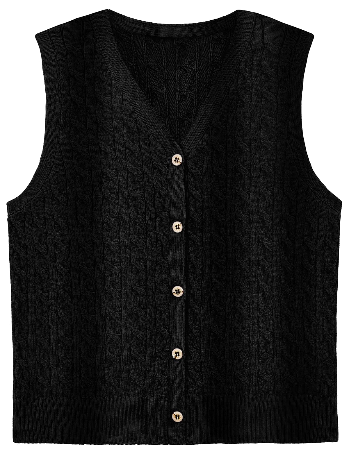 WIHOLL Women's Cable Knit Sweater Vest - Cropped Sleeveless Cardigan with Buttons | Fall & Winter Fashion 2024 | Perfect for Layering, Office Wear & Casual Outfits