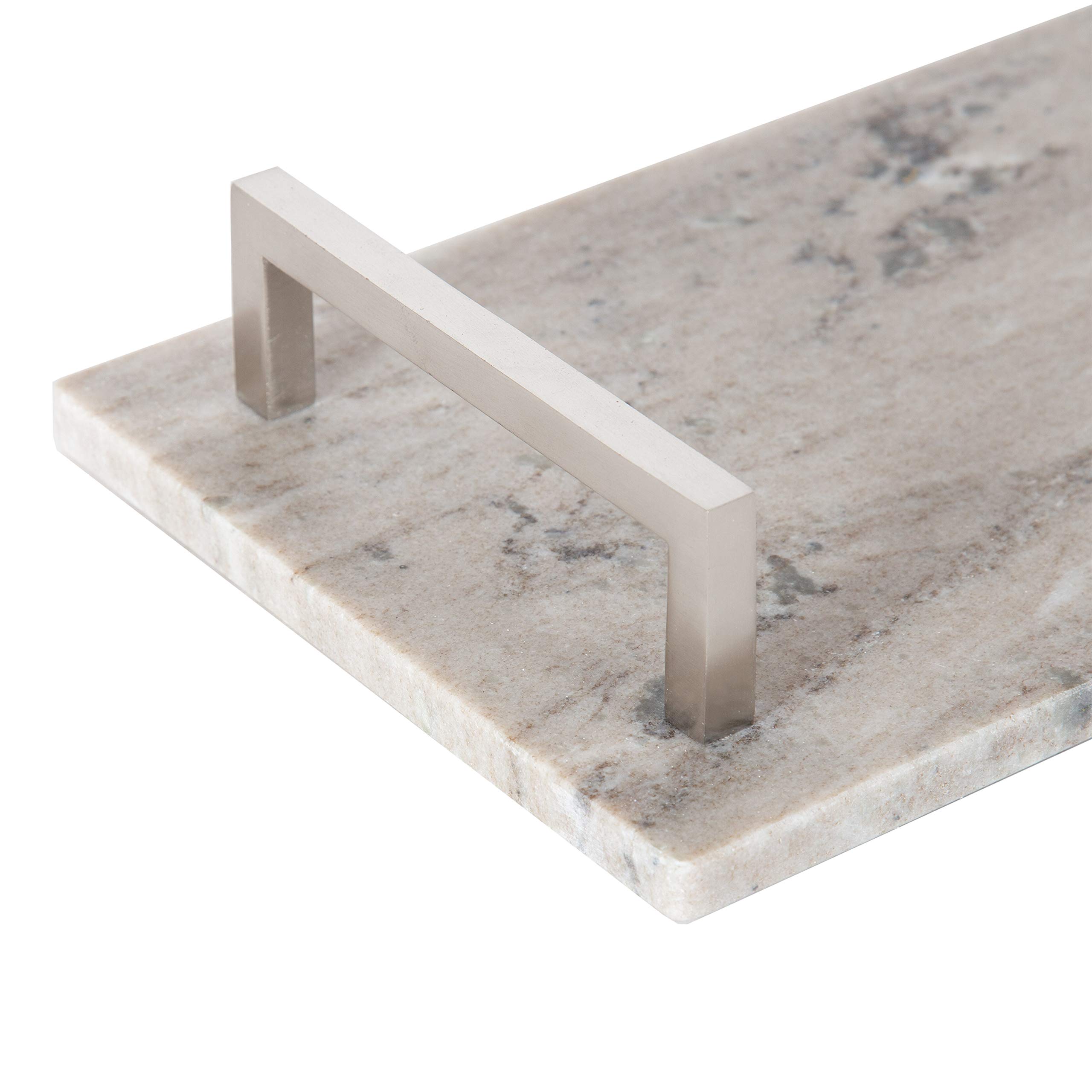 Kate & Laurel Graycott Modern Marble Tray 8x16 Inches - Beige Decorative Serving Tray for Vanity, Ottoman, Coffee Table | Elegant Home Decor & Gift Idea