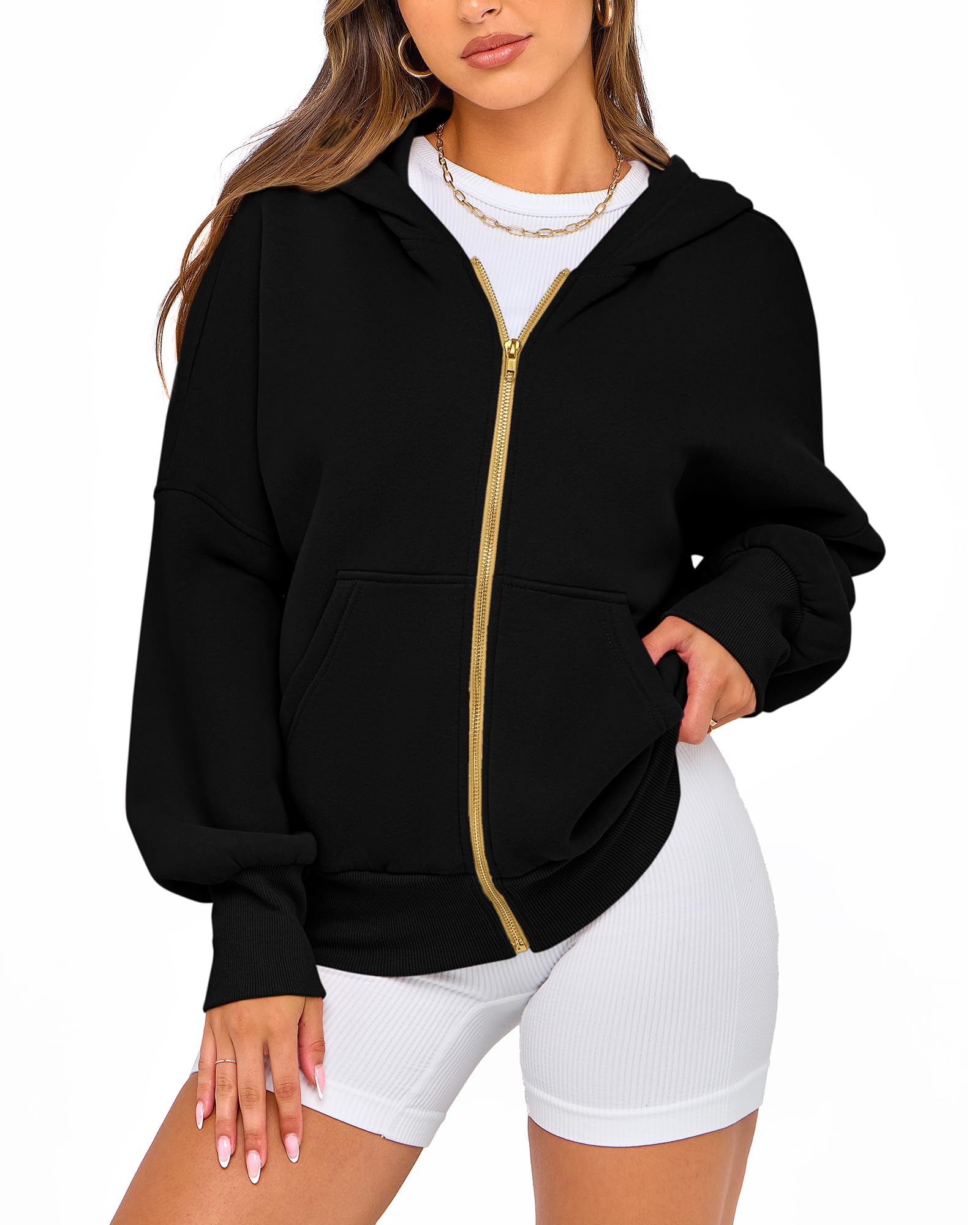 BTFBM Women's Zip Up Hoodies - Long Sleeve Fleece Sweatshirt | Y2K Hooded Jacket for Fall Winter 2025 | Trendy Streetwear for Casual Outfits, Gym & Travel