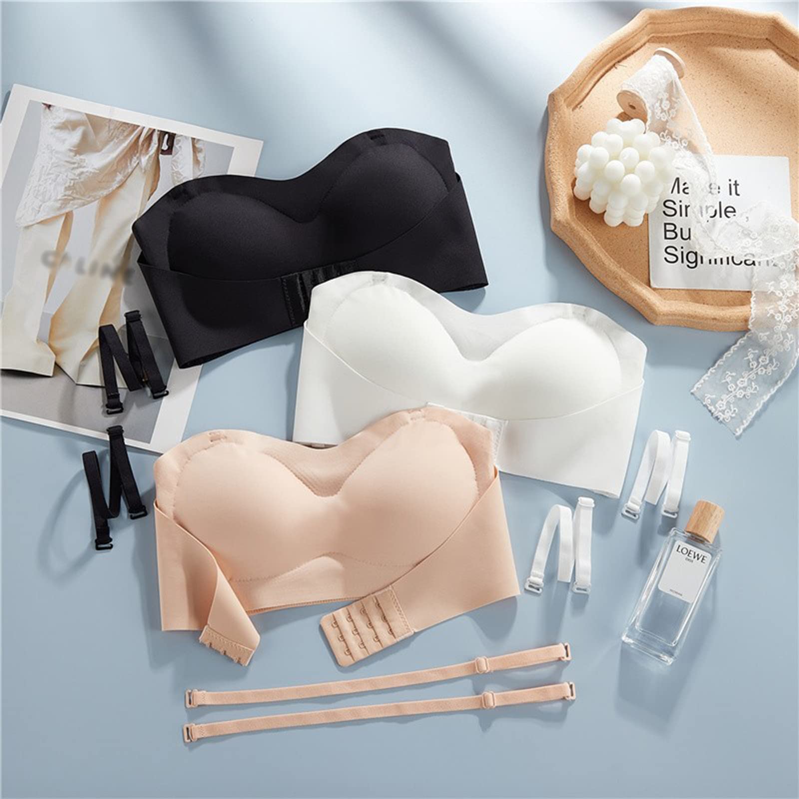 Strapless Backless Invisible Bra for Women - Seamless Wireless Push Up Tube Top - Breathable Comfort for Wedding, Evening Wear & Special Occasions
