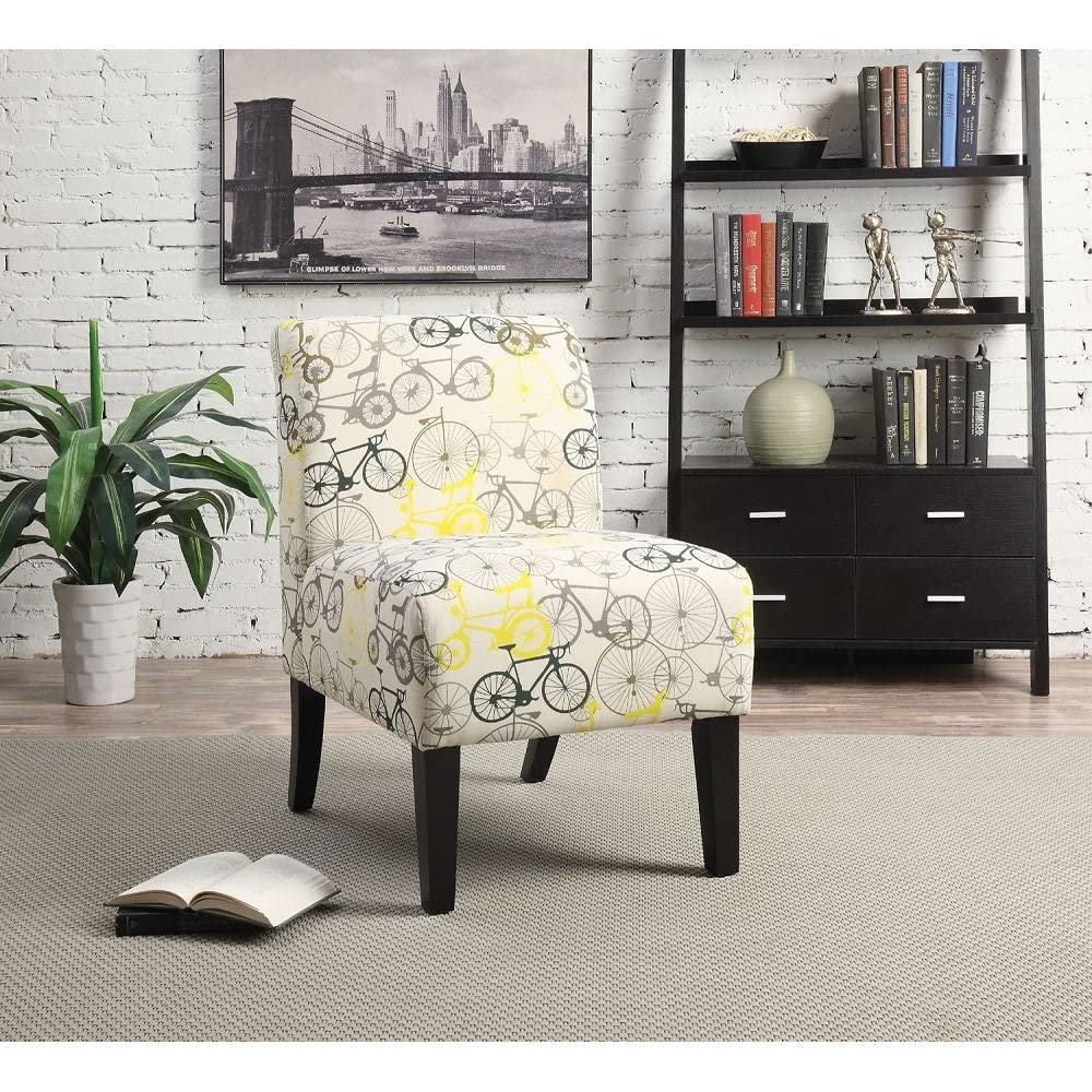 Stylish Accent Chair with Padded Seat & Back - Floral Pattern Fabric in Beige - Transitional Design for Living Room, Bedroom, or Office Decor