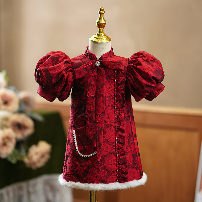 Adorable Toddler Christmas Dress with Embroidery - Princess Birthday Party Gown for Girls | Perfect for Holiday Photos, Special Occasions & Festive Celebrations