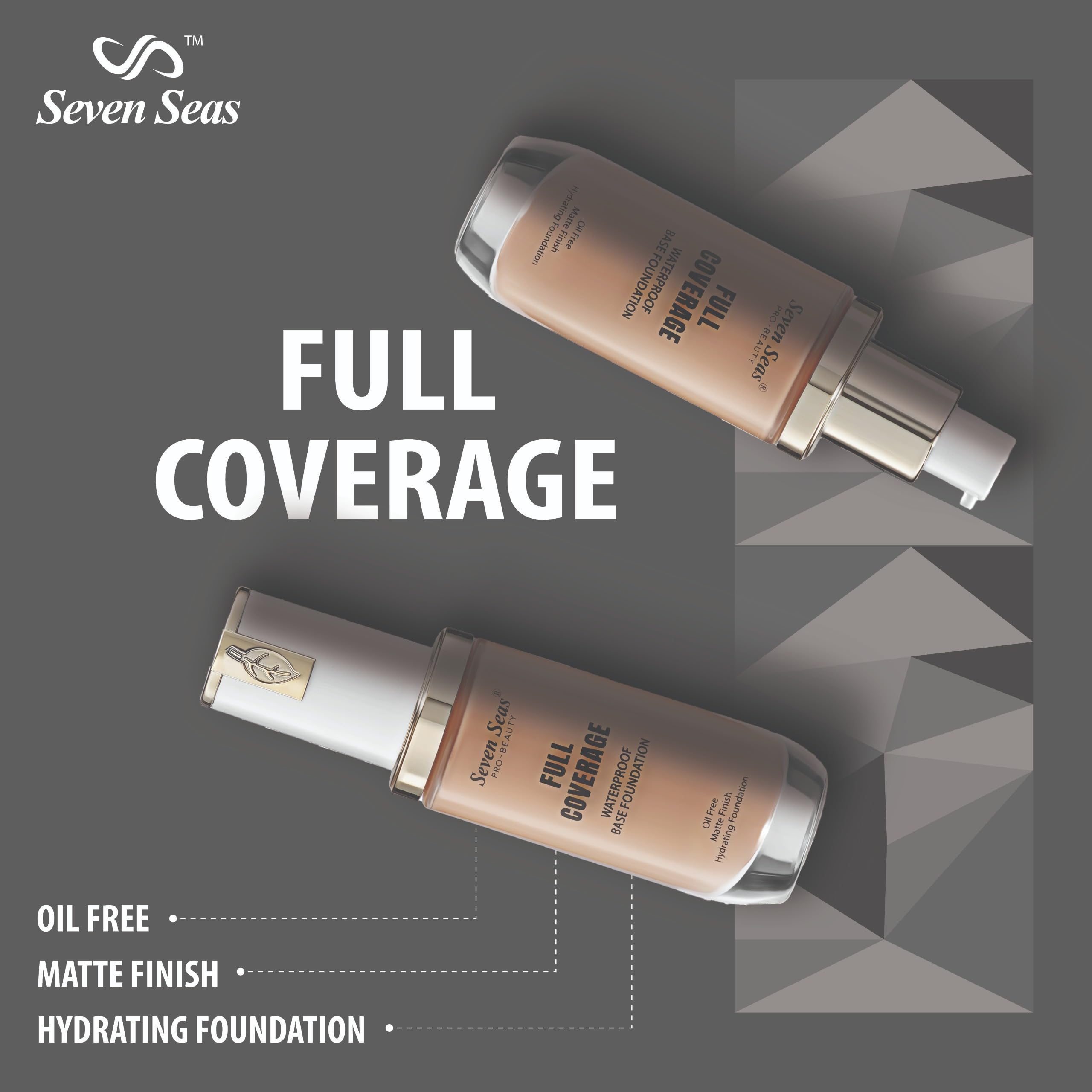 Seven Seas Matte Finish Full Coverage Oil-Free Waterproof Foundation - Long Lasting Makeup for Women & Girls (All Skin Types) | Perfect for Daily Wear, Special Occasions & Hot Weather