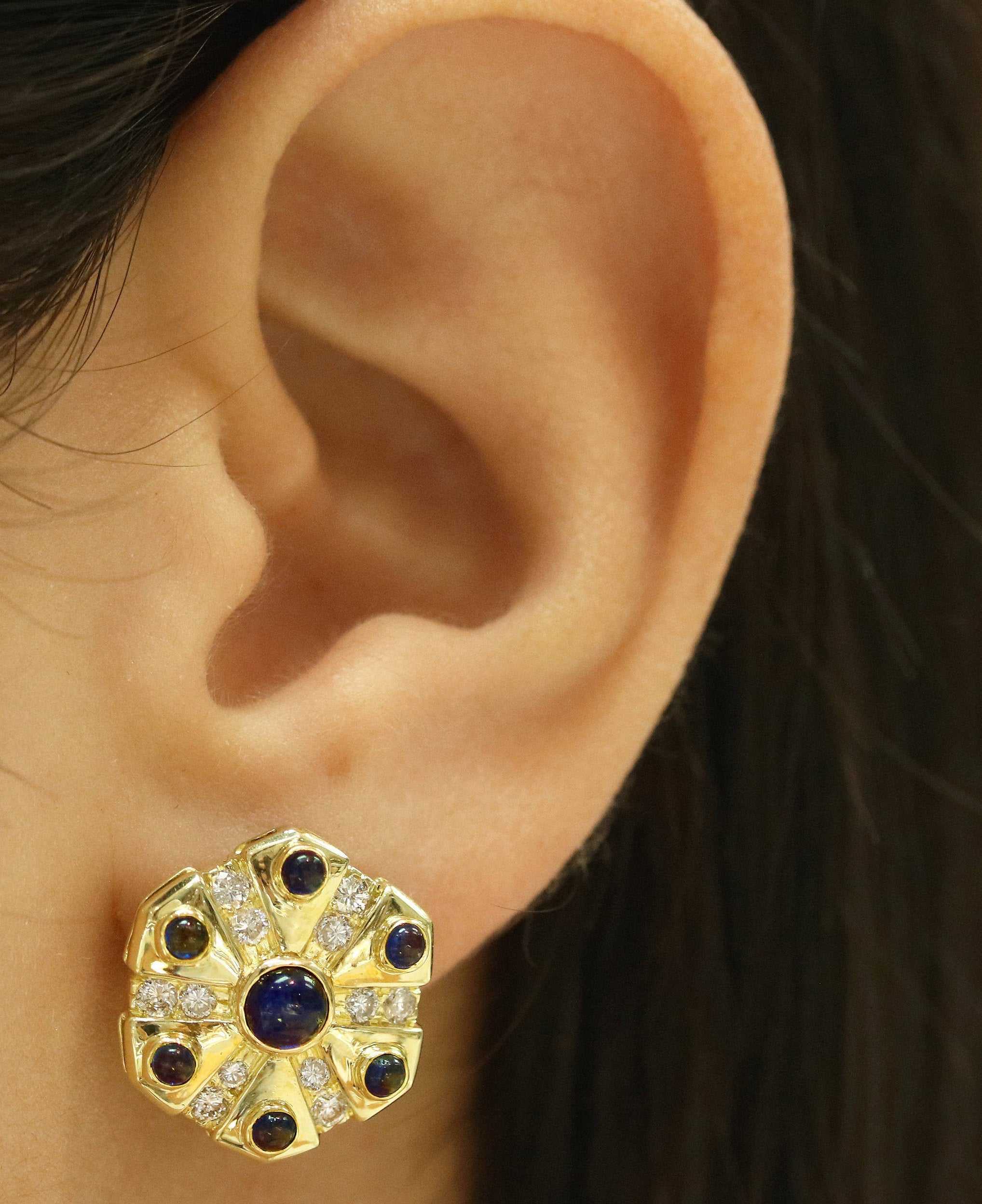 3.30tcw Natural Sapphire & Diamond Stud Earrings in 18K Gold - Elegant Jewelry for Weddings, Parties & Special Occasions