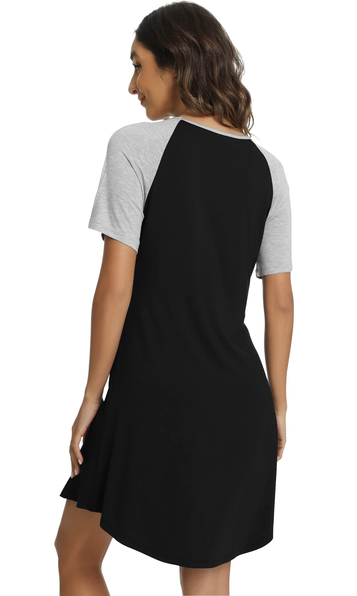 WiWi Women's Bamboo Viscose Nightgown - Lightweight Short Sleeve Sleep Shirt, Soft Summer Pajama Dress, Sizes S-XXL | Perfect for Relaxing at Home, Lounging & Comfortable Sleep