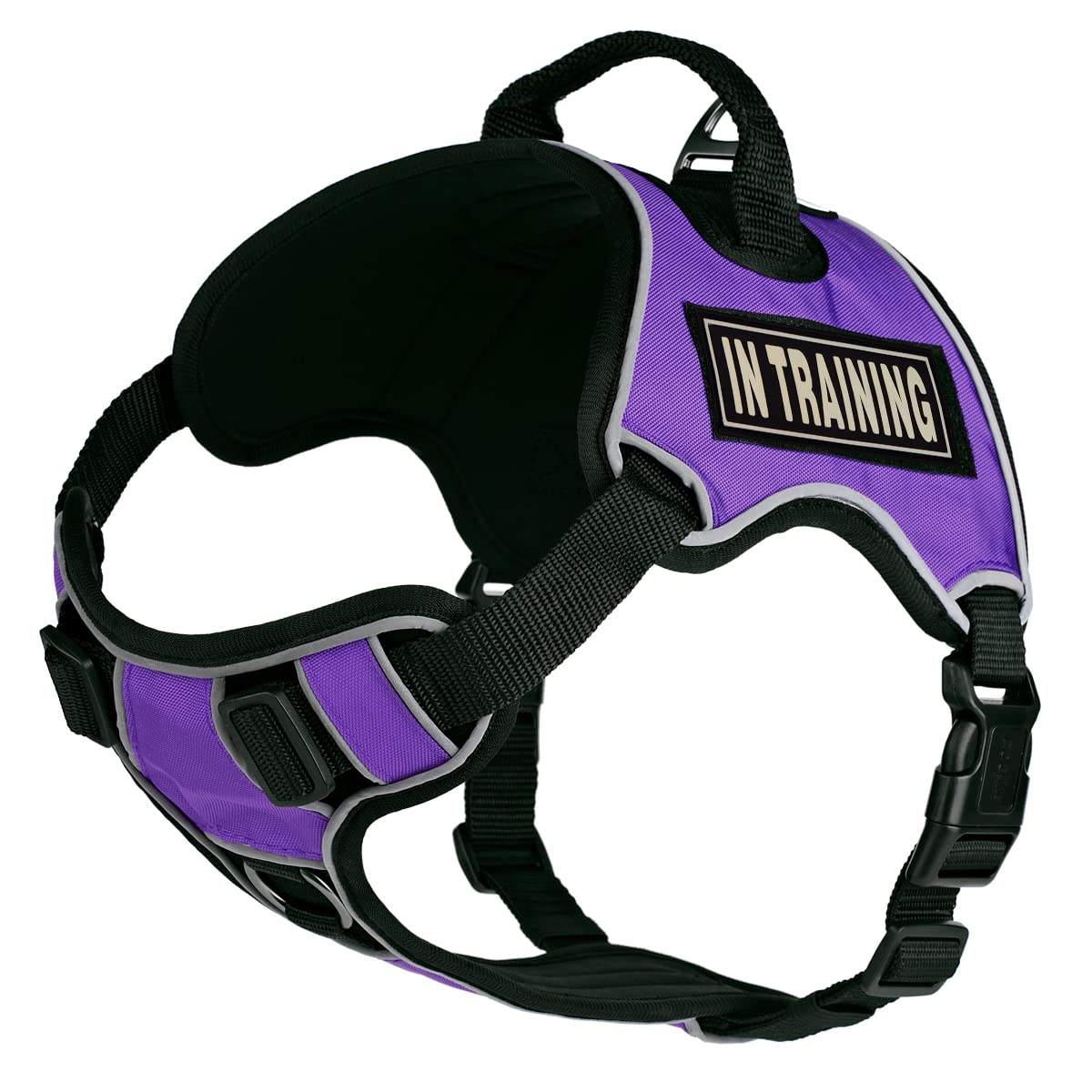 No-Pull Dog Harness with Reflective Patches & Quick Release Buckles - Soft Comfortable Training Vest for Medium Dogs (36-45 inch) - Purple - Perfect for Walking, Running & Outdoor Adventures