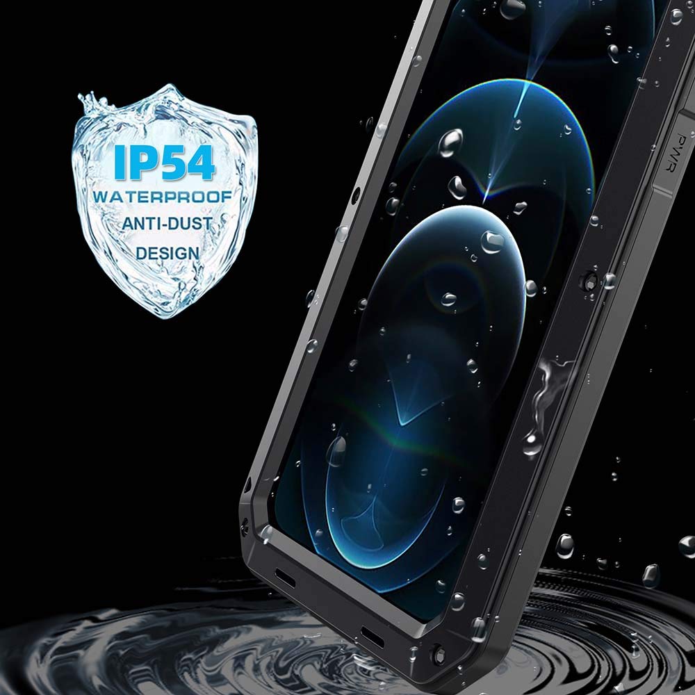 **Amever Heavy Duty Shockproof iPhone 12 Pro Max Case – 360° Full Body Protection, Aluminum Metal Frame & Built-in Screen Protector – Tough Armor Design for iPhone 12 Pro Max 6.7