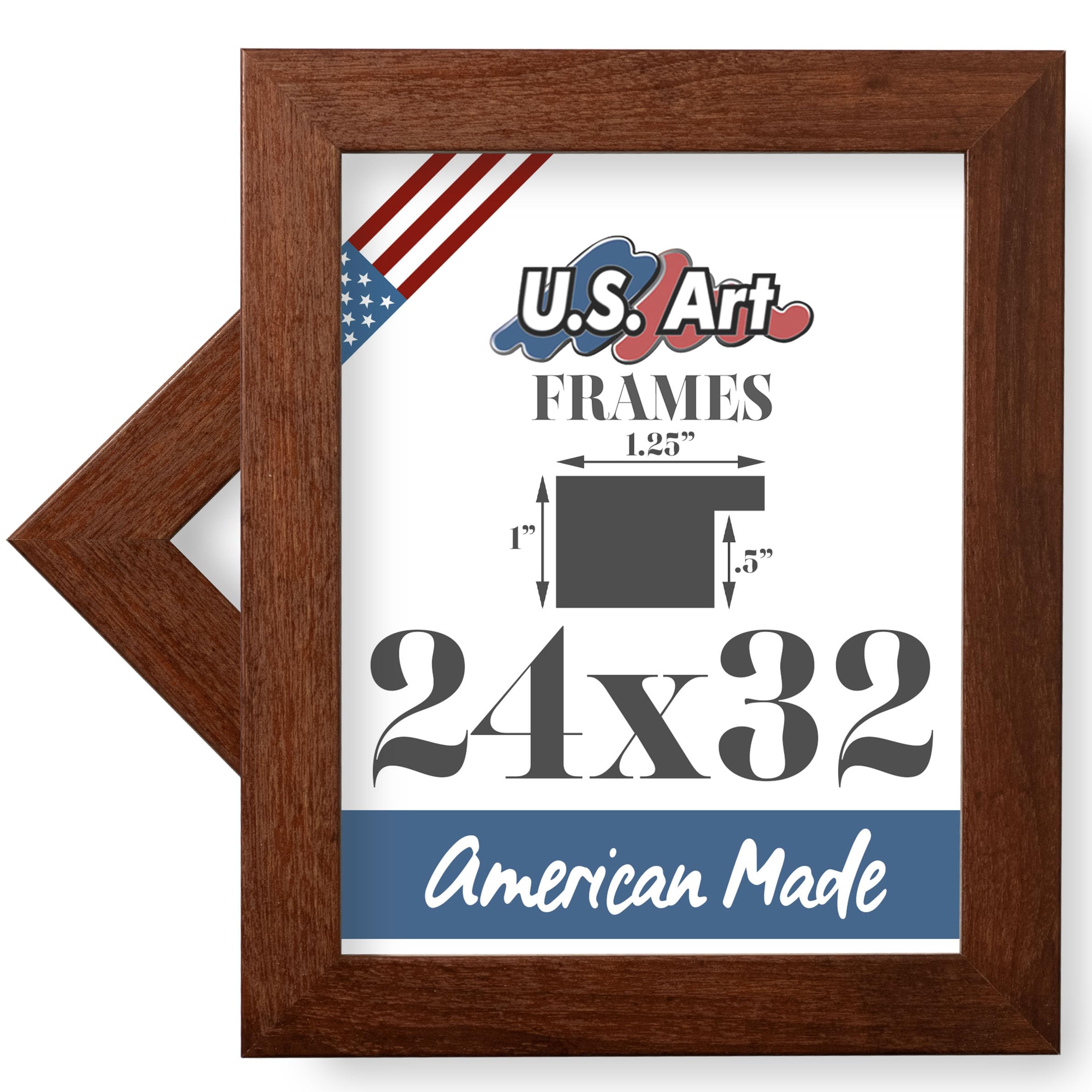 24x32 Inch Walnut Brown Wood Picture Frame - 1.25