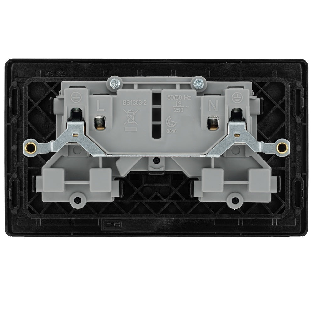 BG Evolve Satin Brass 13A Double Socket Outlet 10 Pack - PCDSB22B - Perfect for Home Renovation and Electrical Upgrades