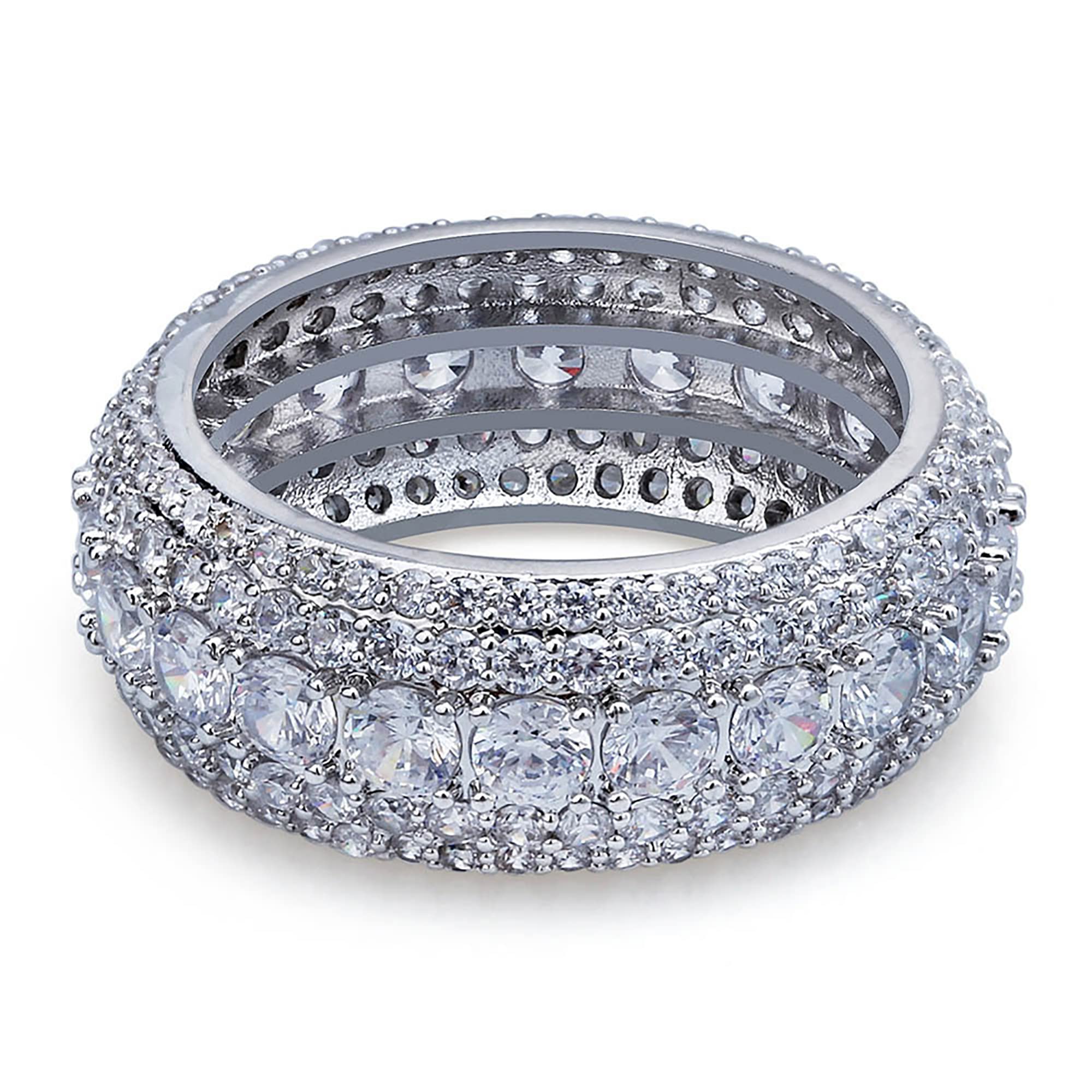 Men's Iced Out Hip Hop Cubic Zirconia Ring - Bling Diamond CZ Wedding Band for Engagement, Anniversary & Eternity - Perfect for Men & Women (Gift for Him/Her, Prom, Party, Special Occasions)