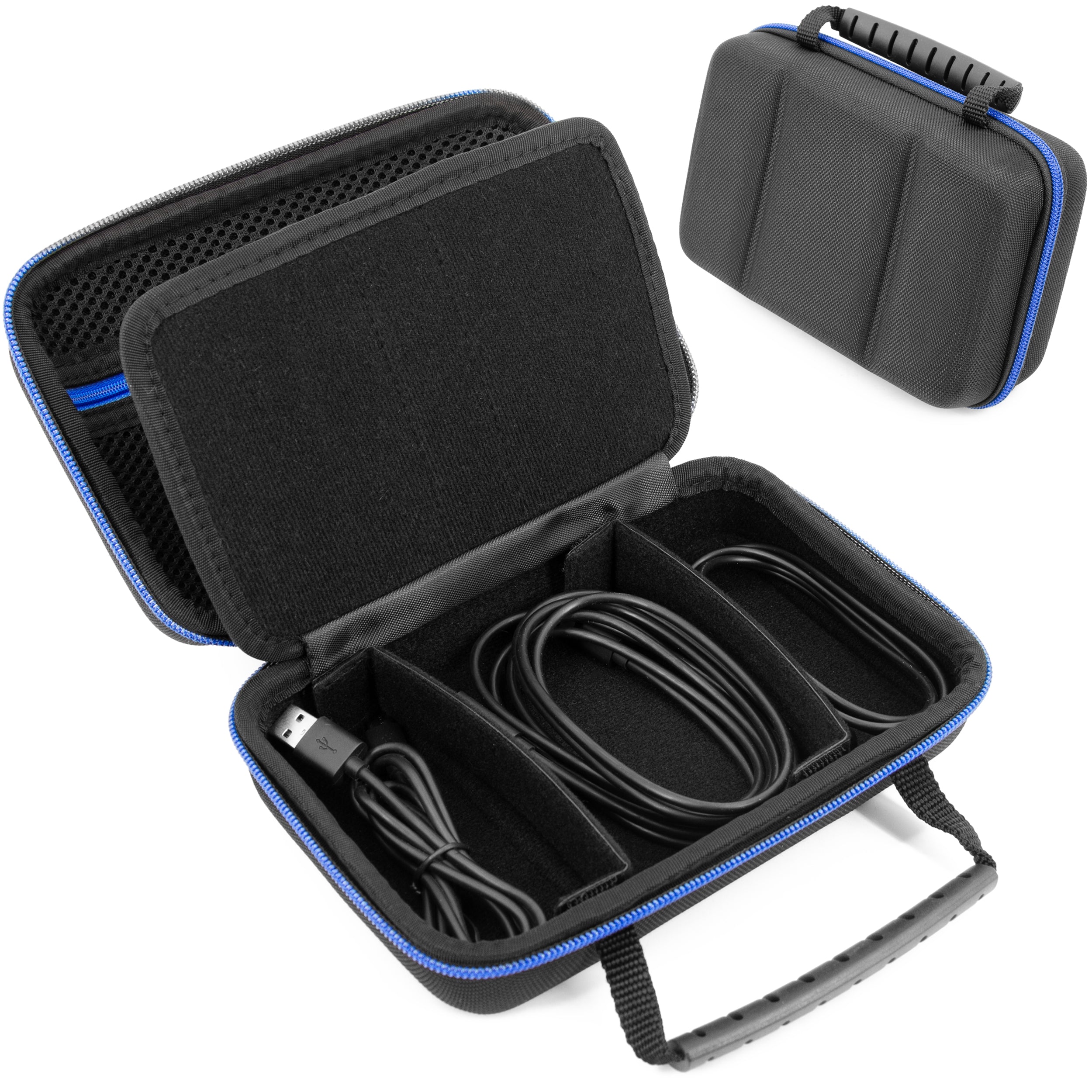 CASEMATIX Hard Shell Electronics Organizer Travel Case - Durable Storage with 2 Adjustable Dividers, 3 Zipper Pouches & Elastic Loops - Perfect for Laptop Accessories, Chargers, Cables Organization at Home, Office or Travel