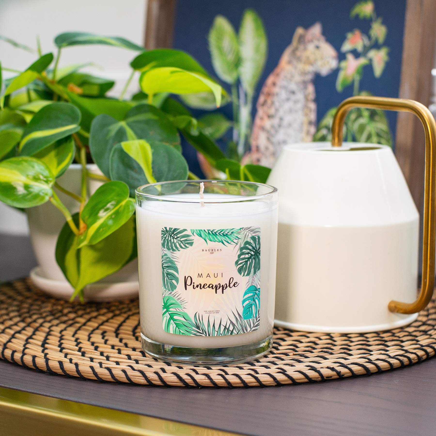 Baubles Maui Pineapple Scented Premium Candle with Hidden Jewelry Surprise - 10oz Large Soy Candle, Made in USA, Parrafin-Free | Perfect for Home Decor, Gifts & Relaxation