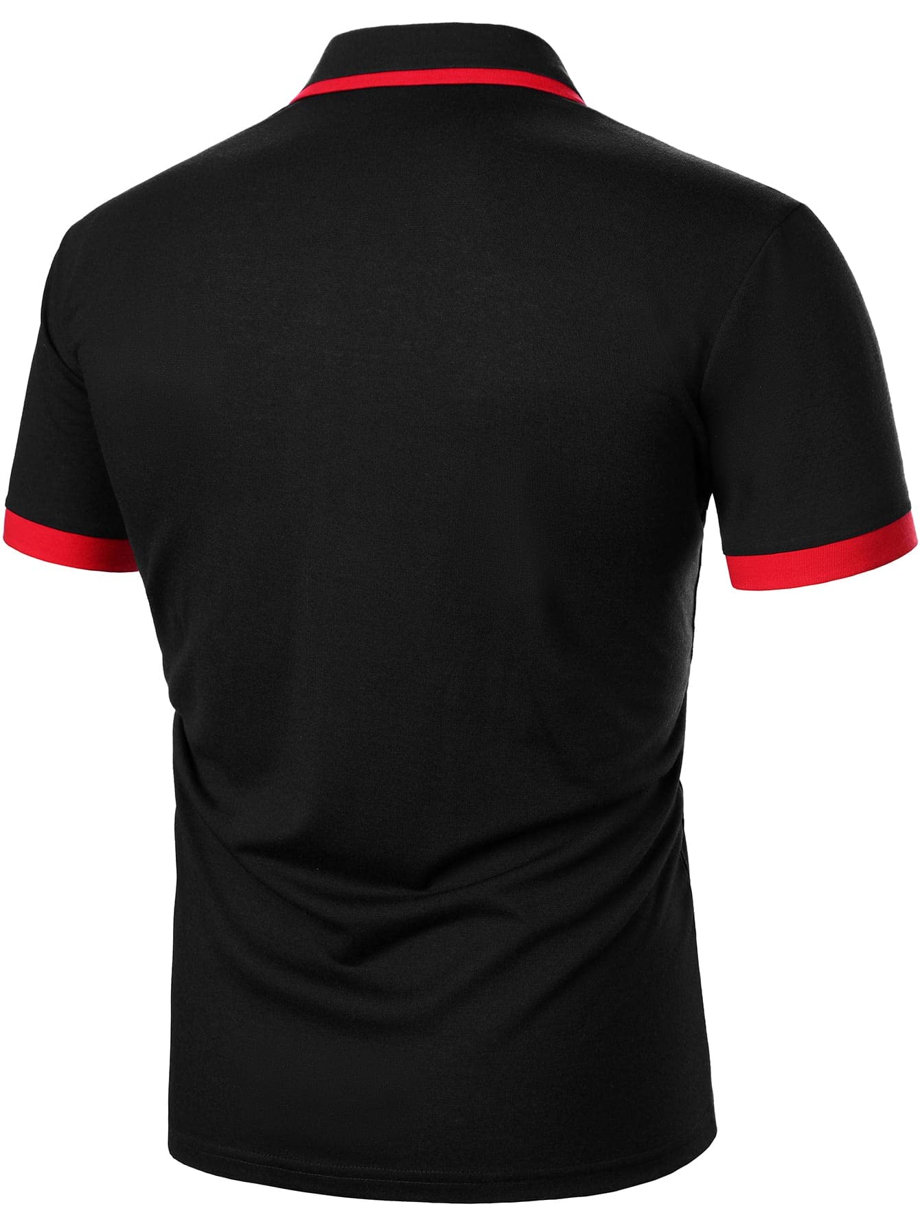 Floerns Men's Casual Short Sleeve Polo Shirt with Contrast Collar & Half Placket - Breathable Cotton T-Shirt for Work, Golf, and Everyday Wear