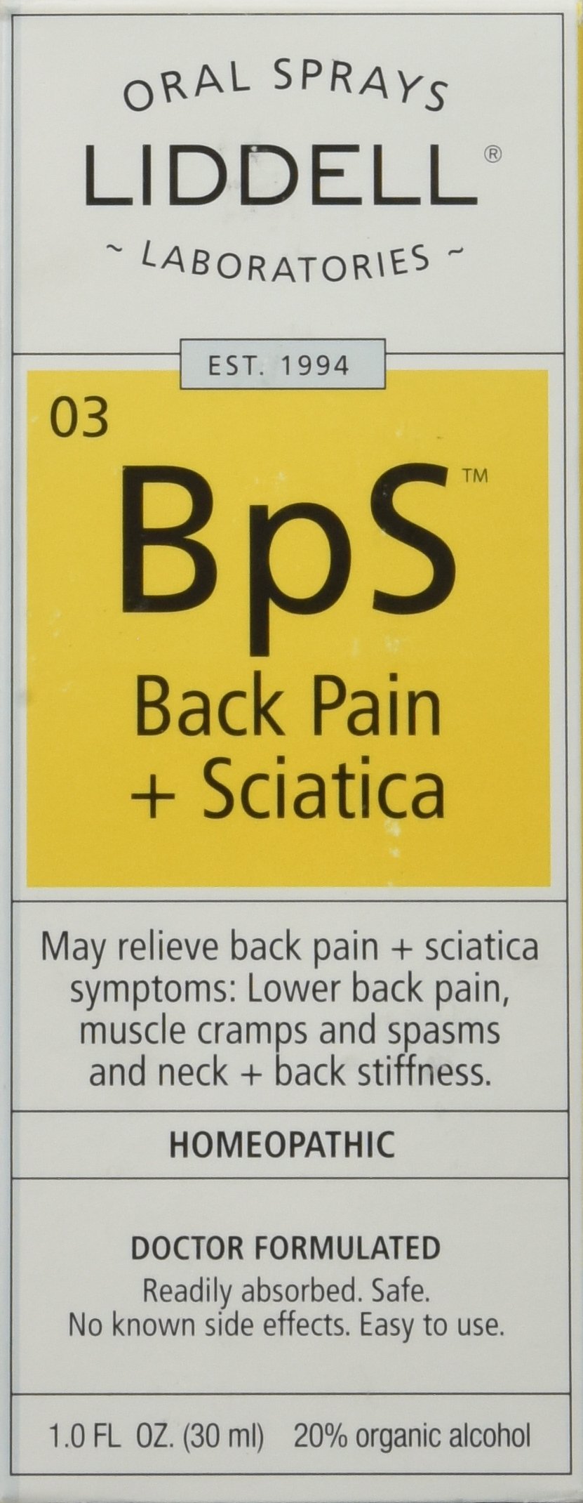Liddell Homeopathic Back Pain & Sciatica Relief Spray – 1 oz | Natural Pain Relief for Lower Back & Leg Discomfort | Perfect for Work, Travel & Active Lifestyles