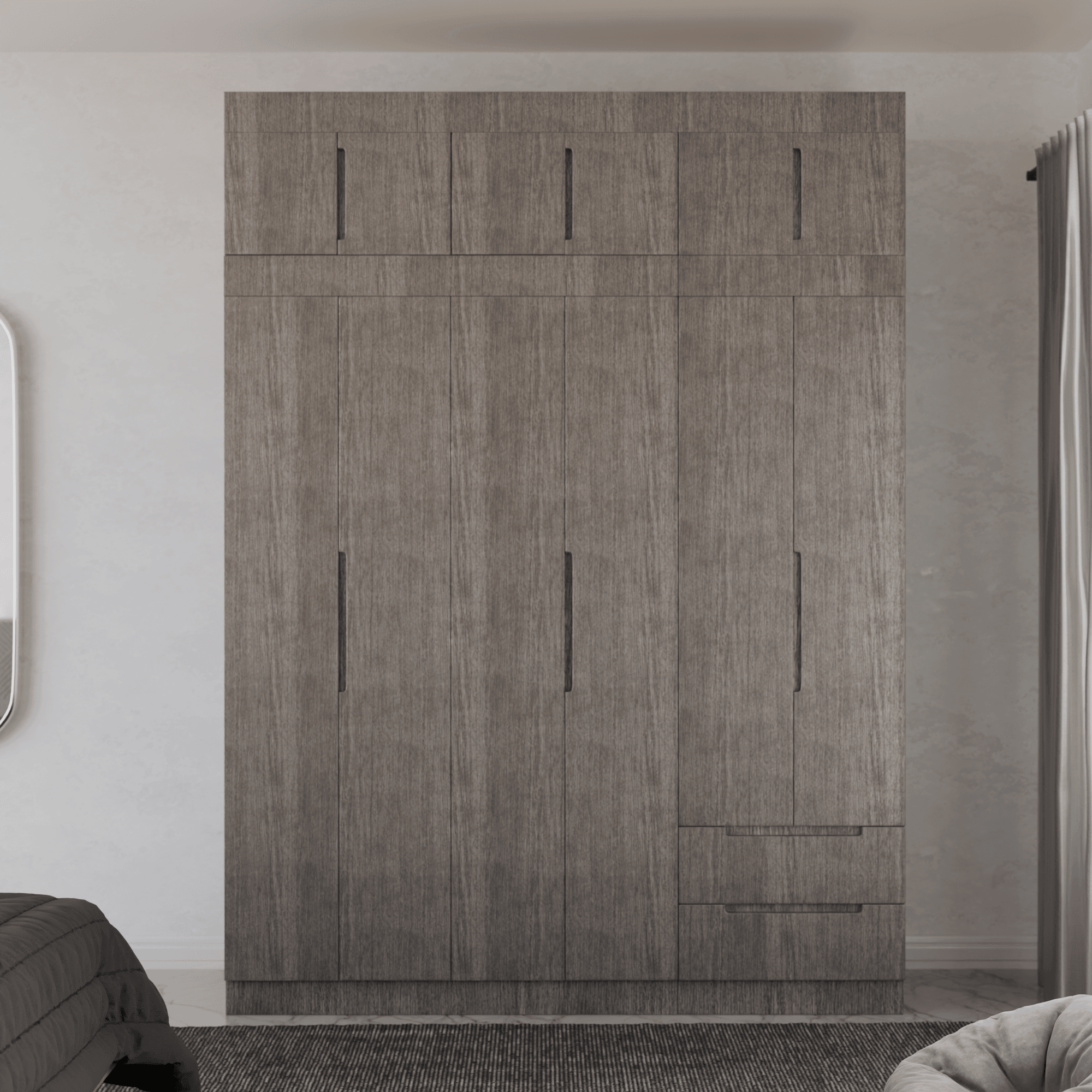 Harrison 6-Door Open Wardrobe with Top Shelf - Spacious Closet Organizer for Bedroom, Living Room & Walk-In Closets - Modern Storage Furniture for Home & Office