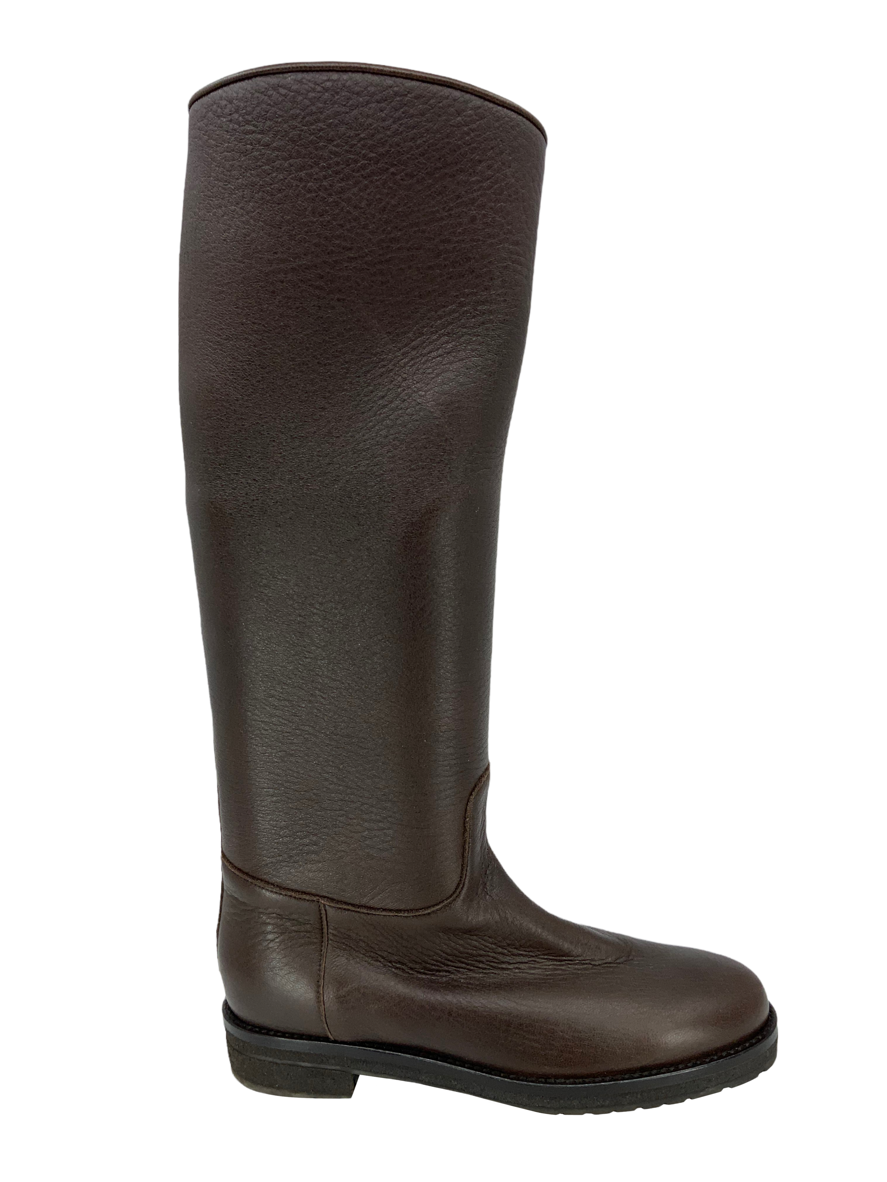 Loro Piana Genuine Leather Knee High Sauvanne Boots Women's Size 8.5 - Luxury Winter Fashion for Office & Evening Events