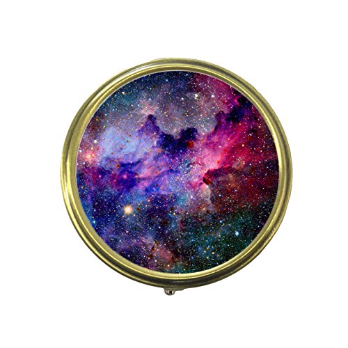 Custom Fashion Pill Box Medicine Tablet Holder - Space Nebula & Galaxies Design - Portable Pill Organizer for Purse, Wallet & Travel - Perfect for Daily Medication, Vitamins & On-the-Go Use