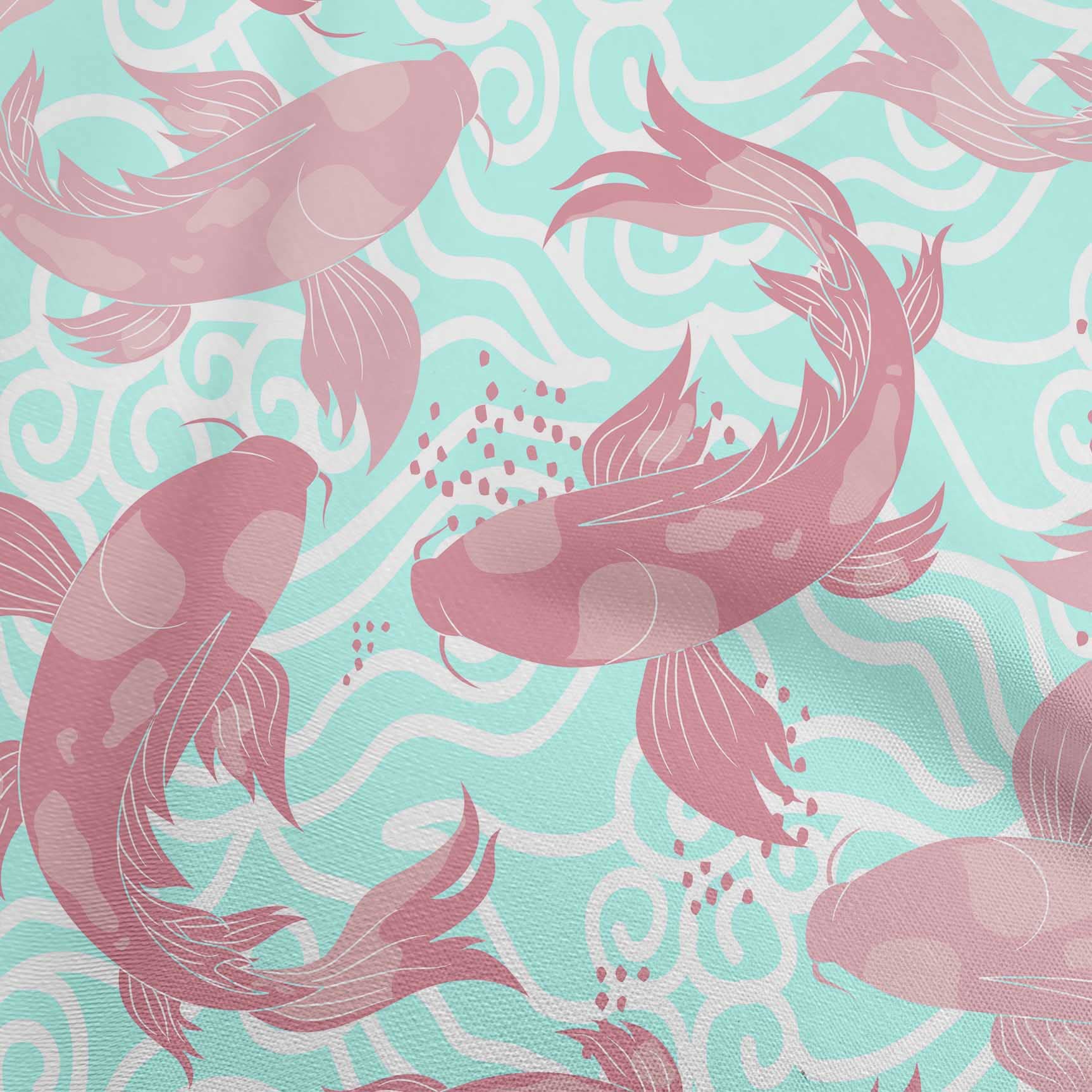 Premium 100% Cotton Cambric Fabric - Pink Japanese Koi Fish Print, 42 Inch Wide (Sold by The Yard) | Perfect for DIY Dresses, Kimonos, Quilting & Home Decor