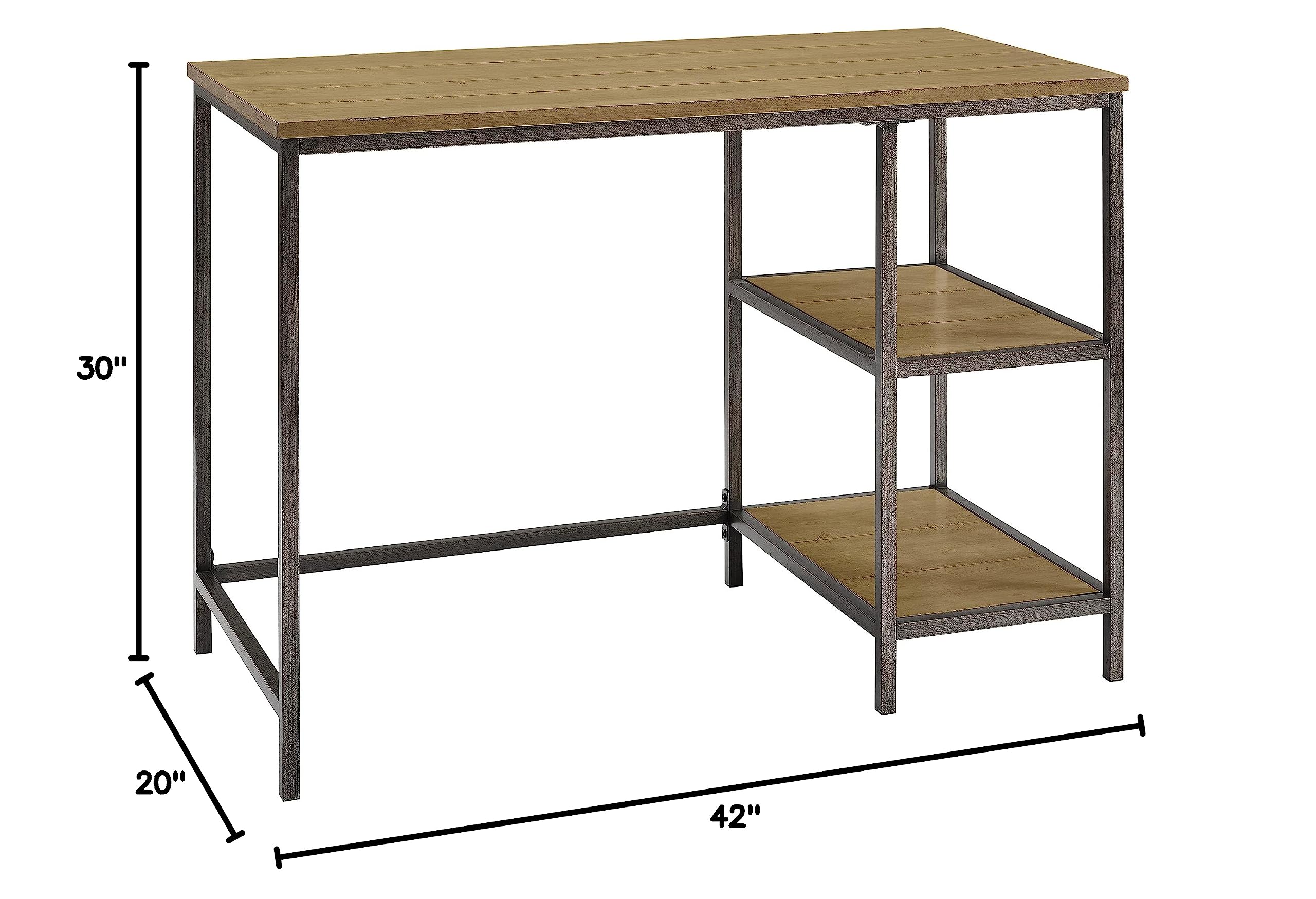 Crosley Furniture Brooke Small Home Office Desk with Storage Shelves - Compact Writing Desk for Small Spaces, Washed Oak Finish - Perfect for Home Office, Study Room, or Dormitory