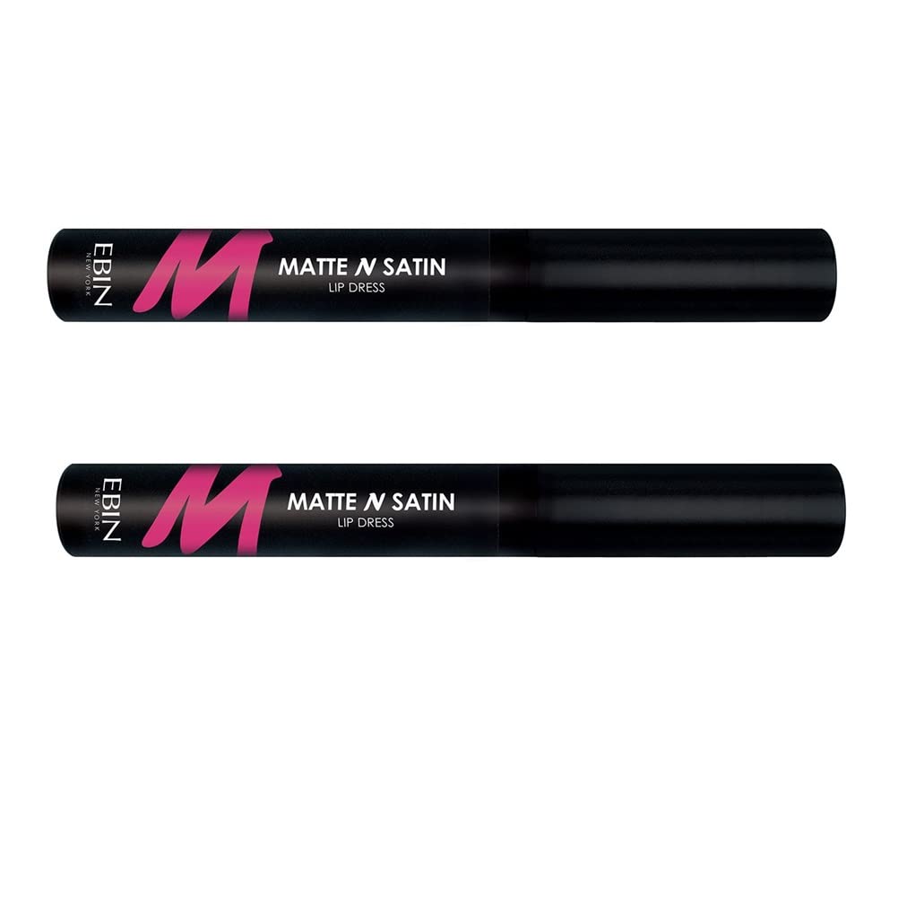 Ebin New York Matte & Satin Lip Dress Duo Pack - Pink Besos (CMSLD03) | Long-Lasting Lipstick Set for Day & Night Wear, Perfect for Parties, Dates & Special Occasions