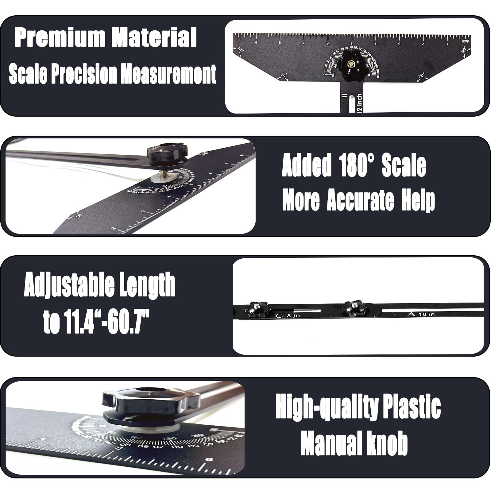 360° Rotating Adjustable Stair Tread Template Tool - Framing Square Gauge for Precise Angle Layout & Measuring | Perfect for Stairs, Risers, Shelves, Partitions & Drywall Cutting | DIY Home Improvement & Professional Construction Projects