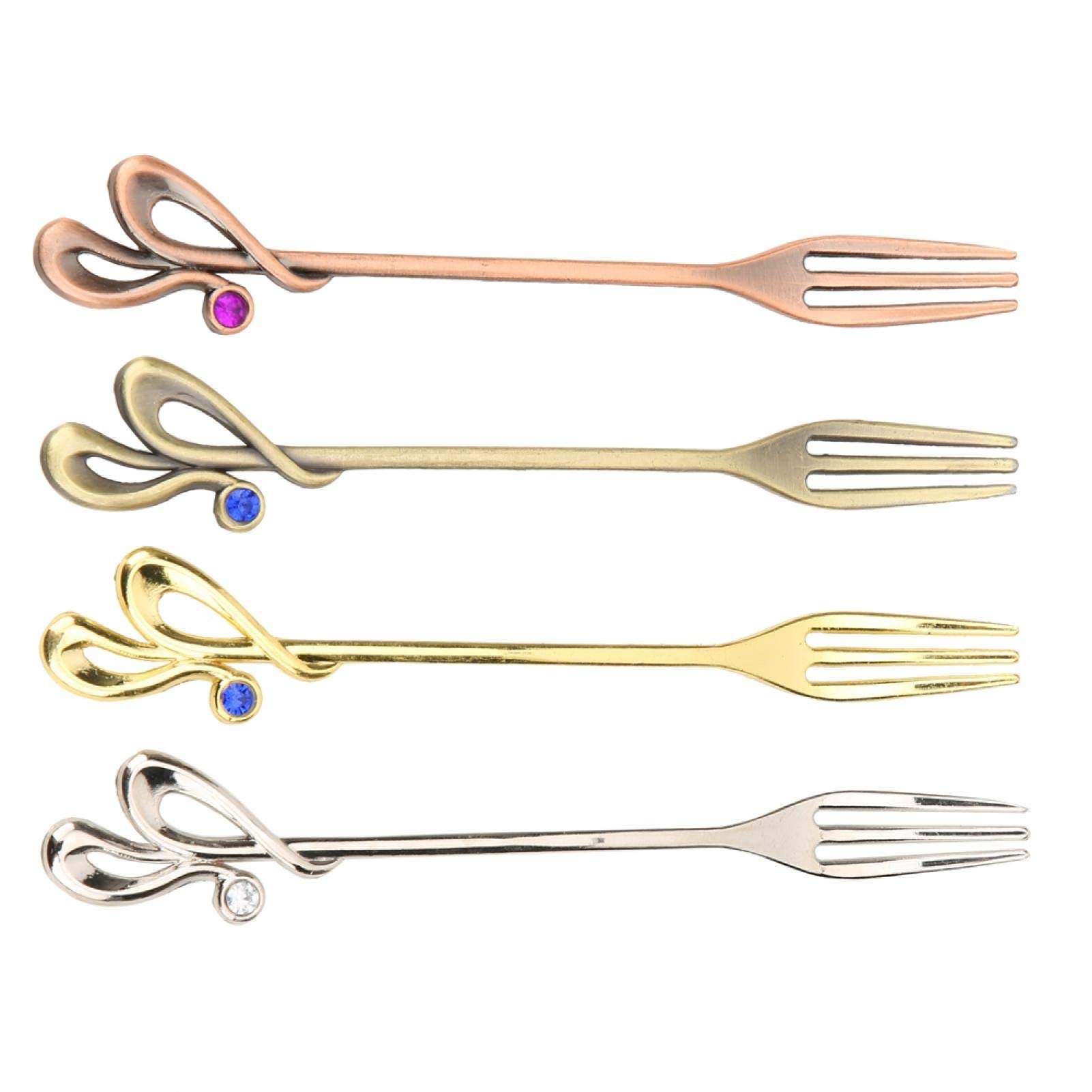 Premium 4-Piece Zinc Alloy Dessert Forks Set - Elegant Stirring Forks for Milk Tea, Coffee, and Cocktails - Perfect for Bars, Cafes, and Home Entertaining