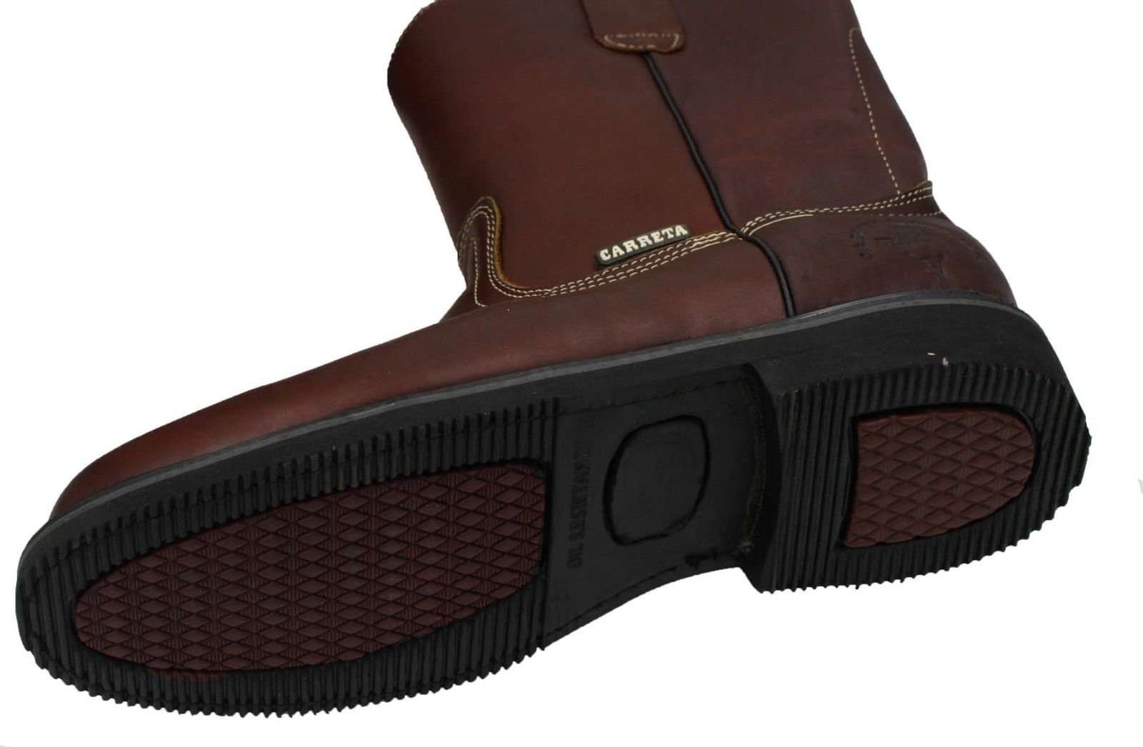Men's Slip Resistant Leather Work Boots - Oil & Waterproof Pull On Boots for Construction, Landscaping & Outdoor Work