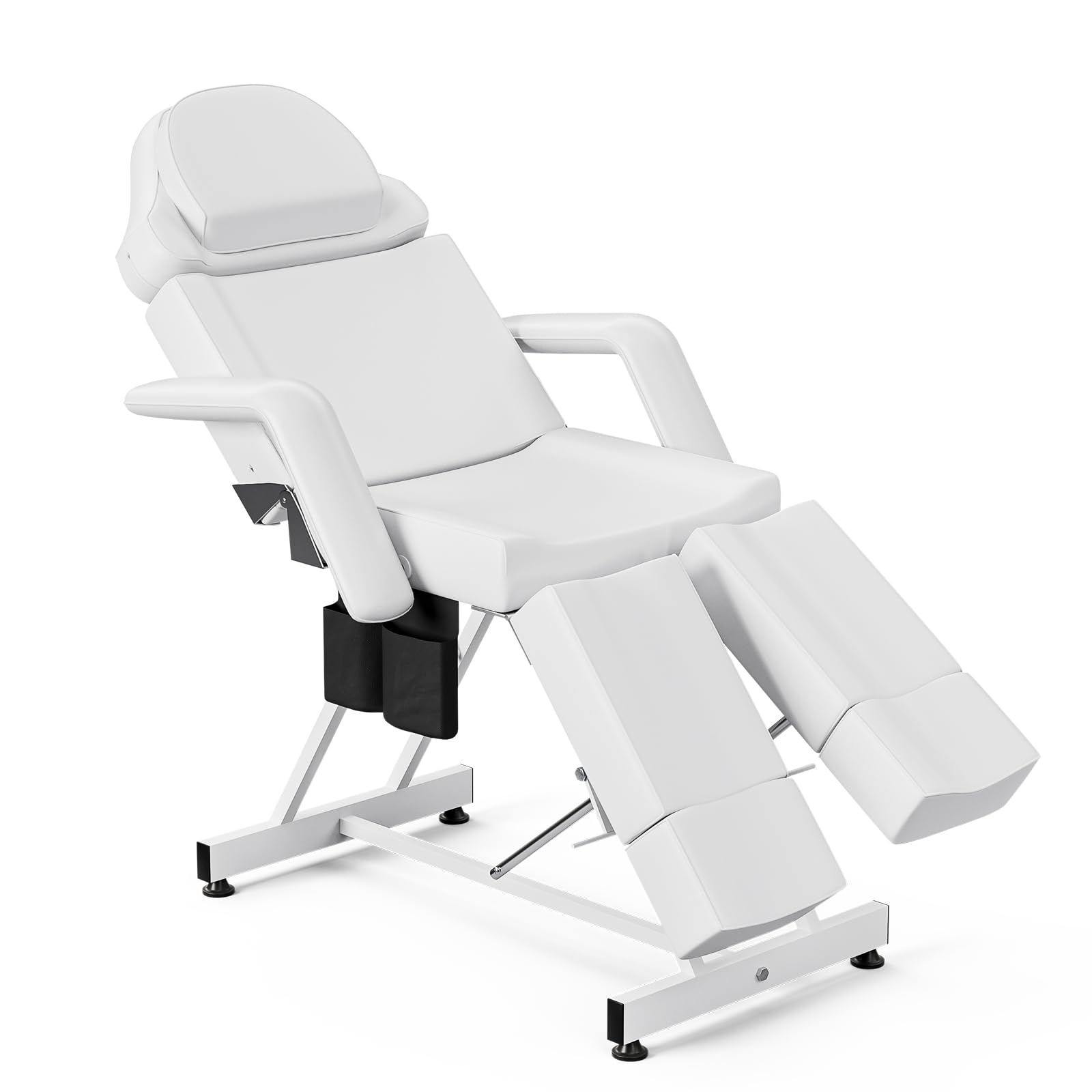 Adjustable Facial Bed Tattoo Chair with Split Legs & Storage Pocket - Professional Spa Massage Table for Estheticians, Lash Extensions & Microblading - White | Perfect for Salon, Tattoo Studio & Beauty Treatments