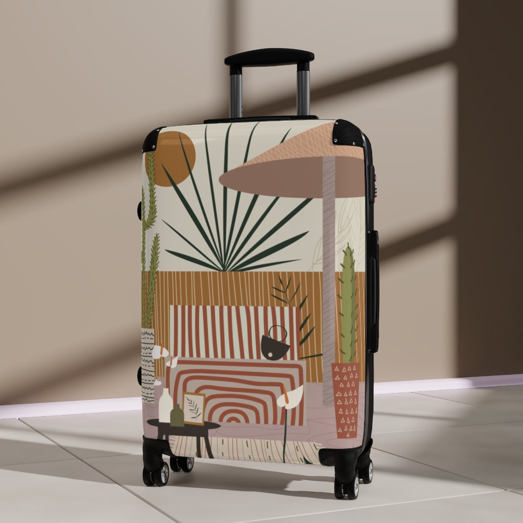 Modern Cabin Suitcase with Stylish Patio Print - Perfect for Travel, Vacation & Outdoor Adventures