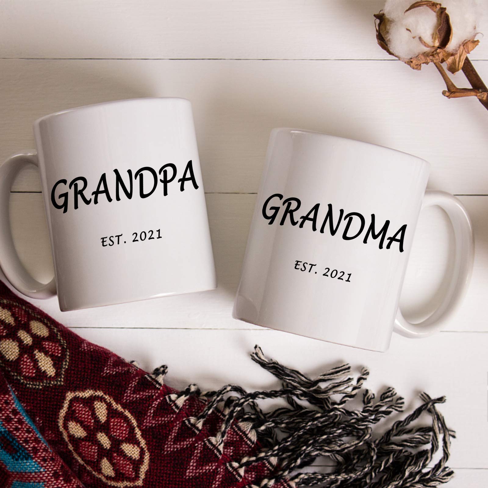 2021 New 11oz Grandparents Gift Mug - Personalized Coffee Cup for Grandma & Grandpa from Grandkids | Great for Birthdays, Anniversaries & Holidays
