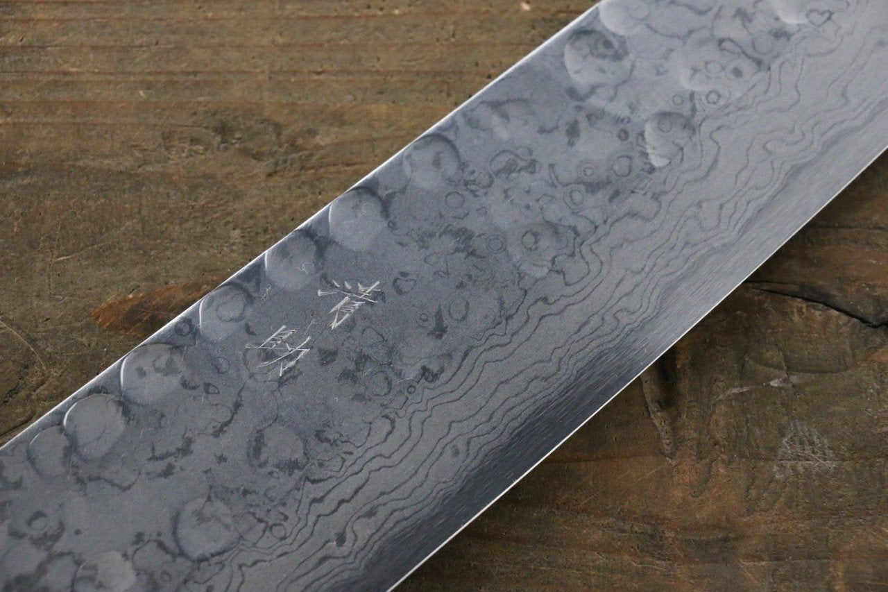 Premium Seisuke Blue Steel No.2 Hammered Damascus Gyuto Chef Knife 240mm with Exquisite Shitan Handle - Perfect for Professional Chefs & Home Cooking Enthusiasts