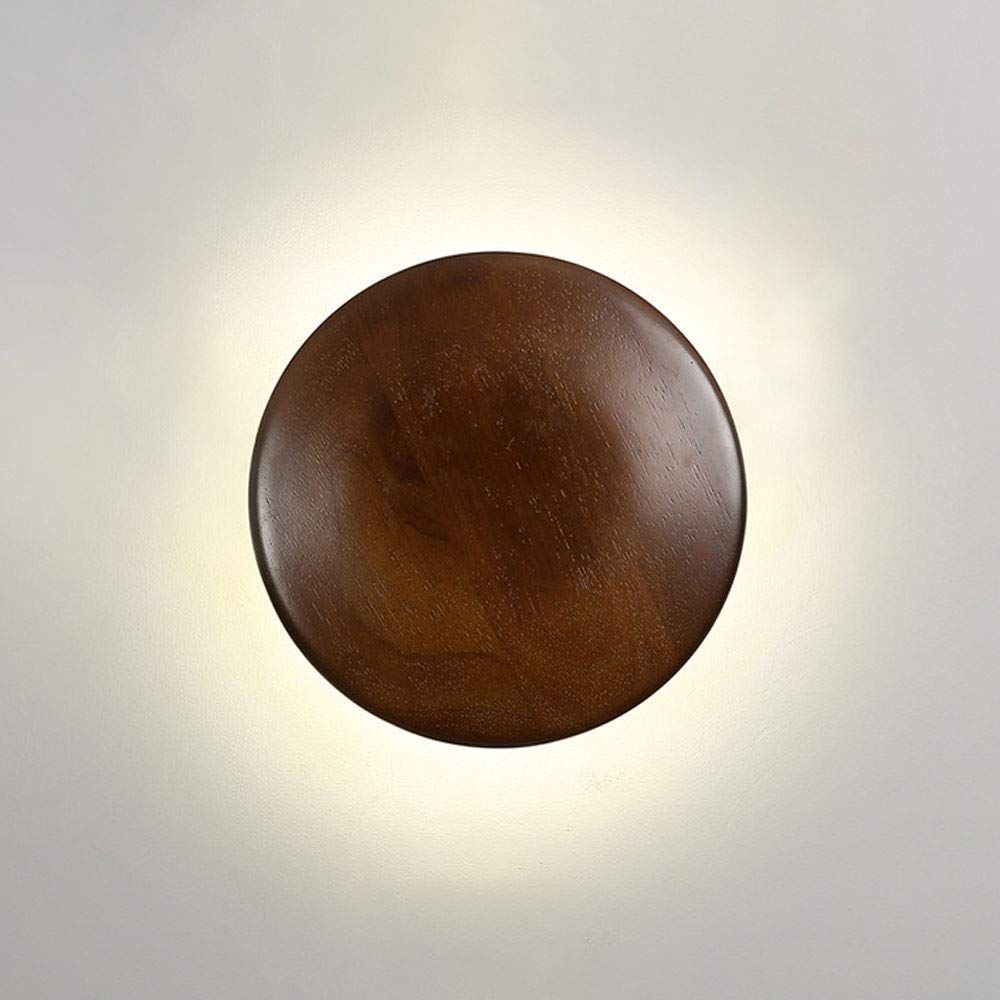 Modern Round LED Wood Wall Sconce - Flush Mount Wall Lamp for Indoor Lighting, Bedroom, Living Room, Stairs & Dining Room Decor (Large Size) | Energy-Efficient Ambient Lighting for Home & Office Spaces