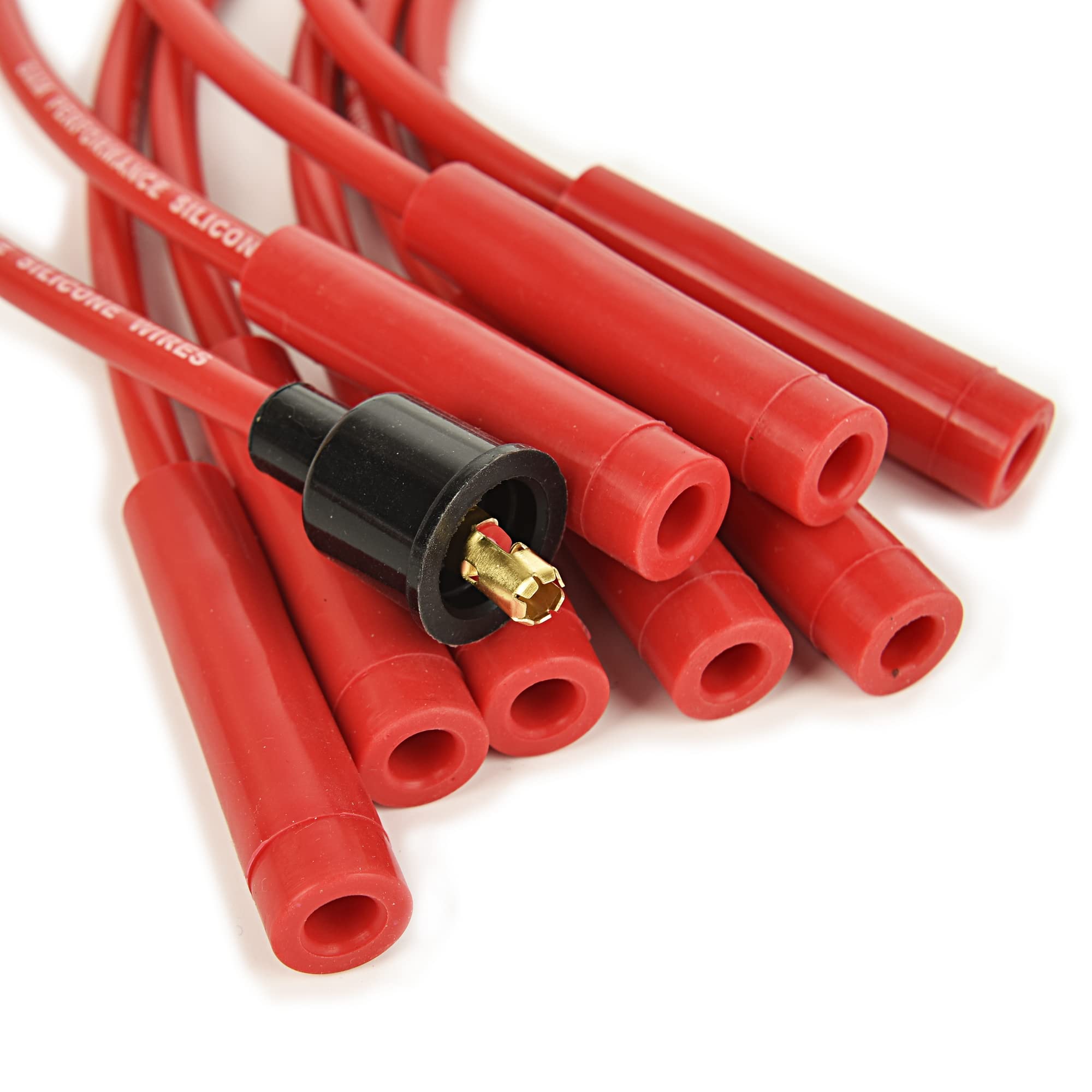 High-Performance 8.5mm Universal Spark Plug Wire Set with Red Silicone Jacket & Straight Boots - Compatible with Accel 4040 - Perfect for Car Engine Tune-Ups & Performance Upgrades