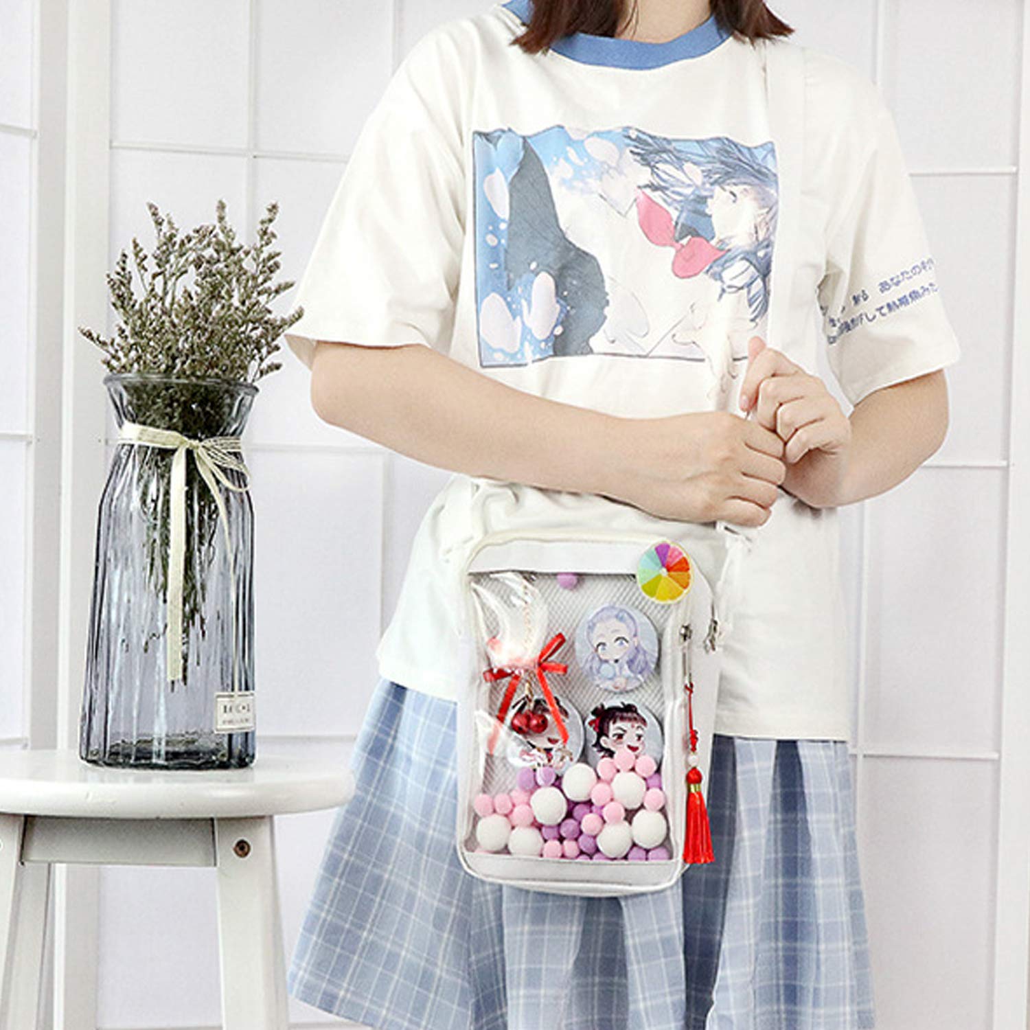 Small Clear Ita Bag - Mini DIY Transparent Crossbody Shoulder Messenger Bag for Cosplay, Conventions & Everyday Use