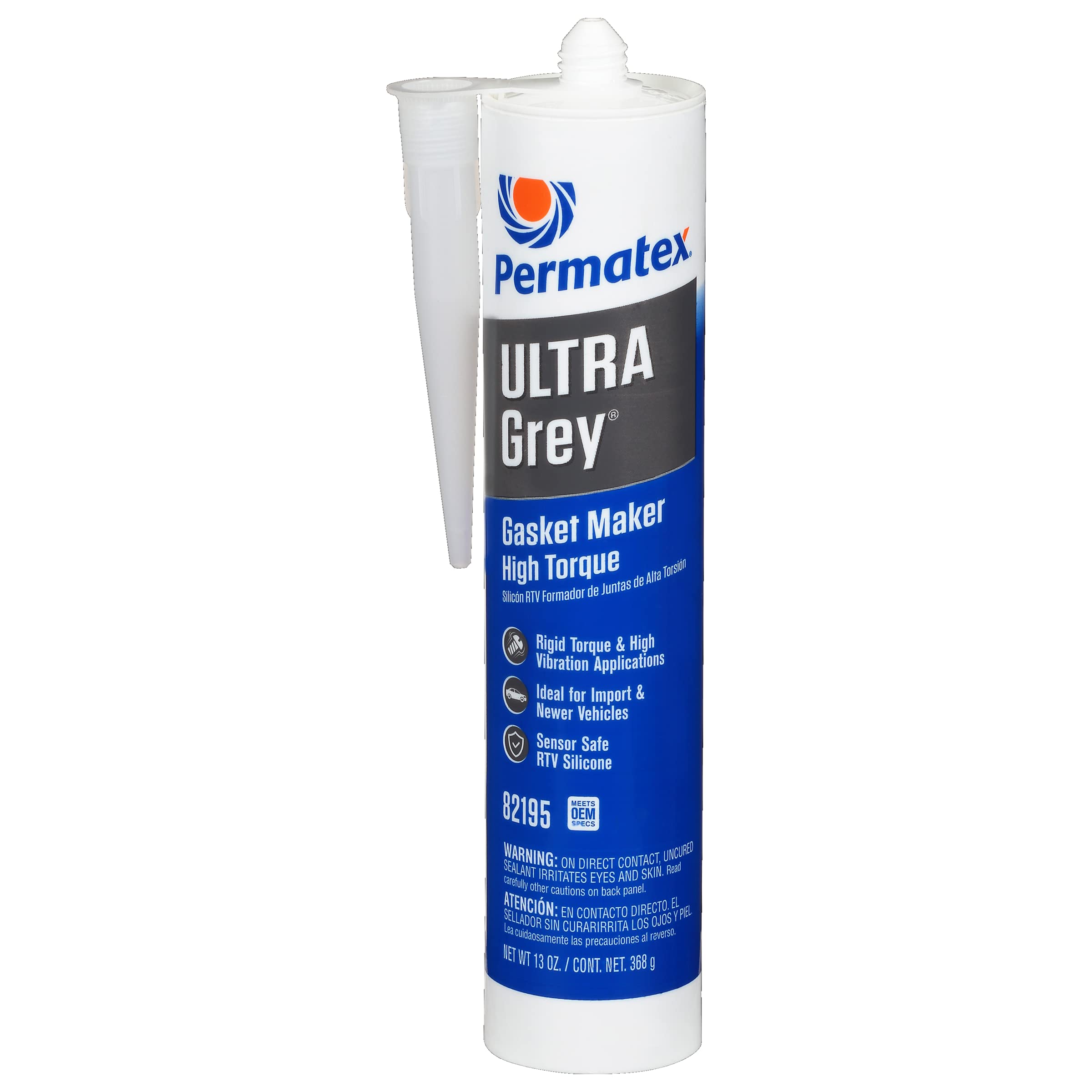 Permatex 82195 Ultra Grey Rigid High-Torque RPV Silicone Gasket Maker - 13 oz Tube - High Strength Sealant for Automotive, Marine & Industrial Gaskets - Oil & Coolant Resistant - Perfect for Engine, Transmission & Differential Applications