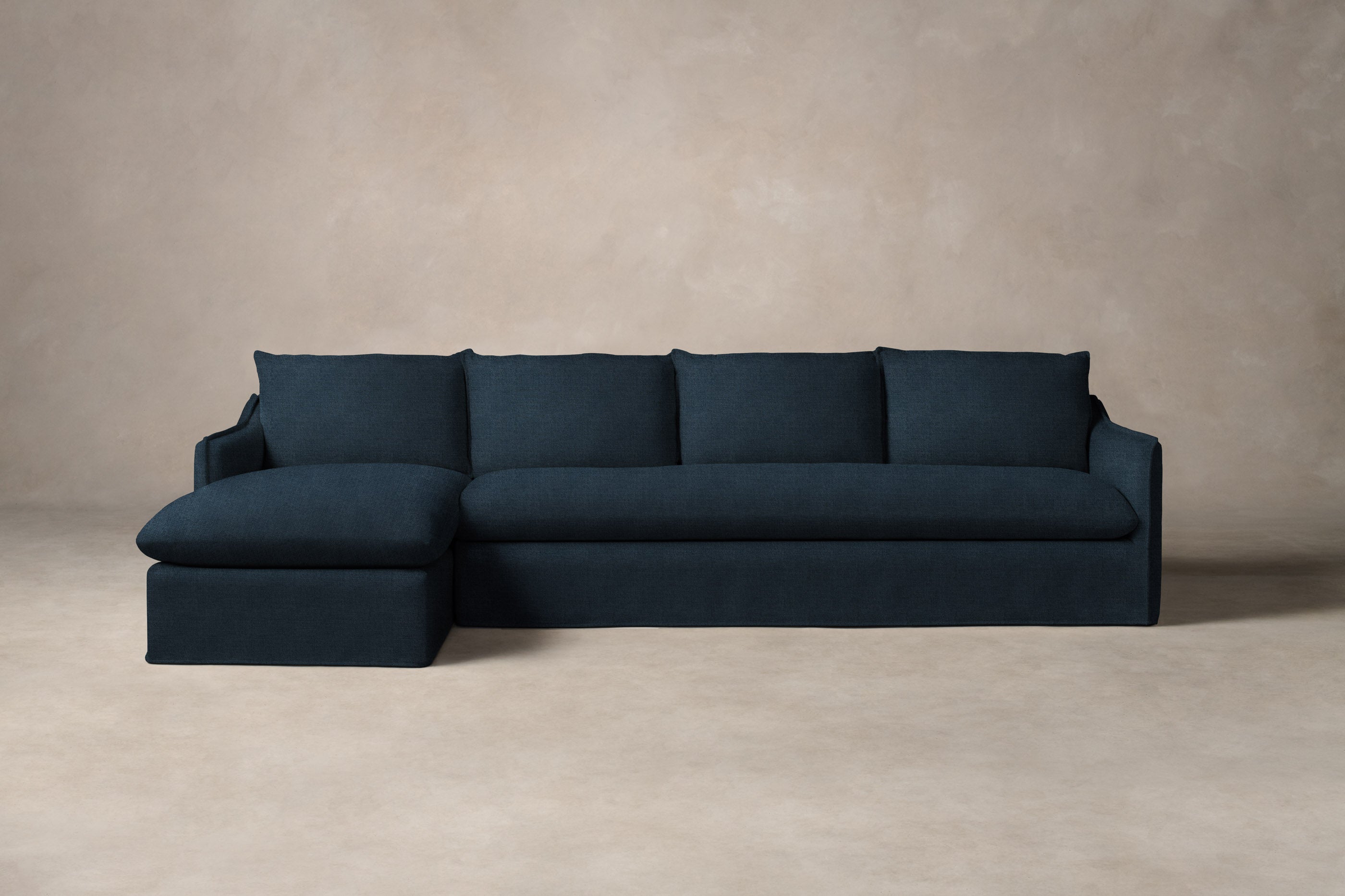Dune Sectional Sofa - Performance Linen Weave Fabric in Bay Color | Perfect for Living Room, Lounge & Family Room Decor