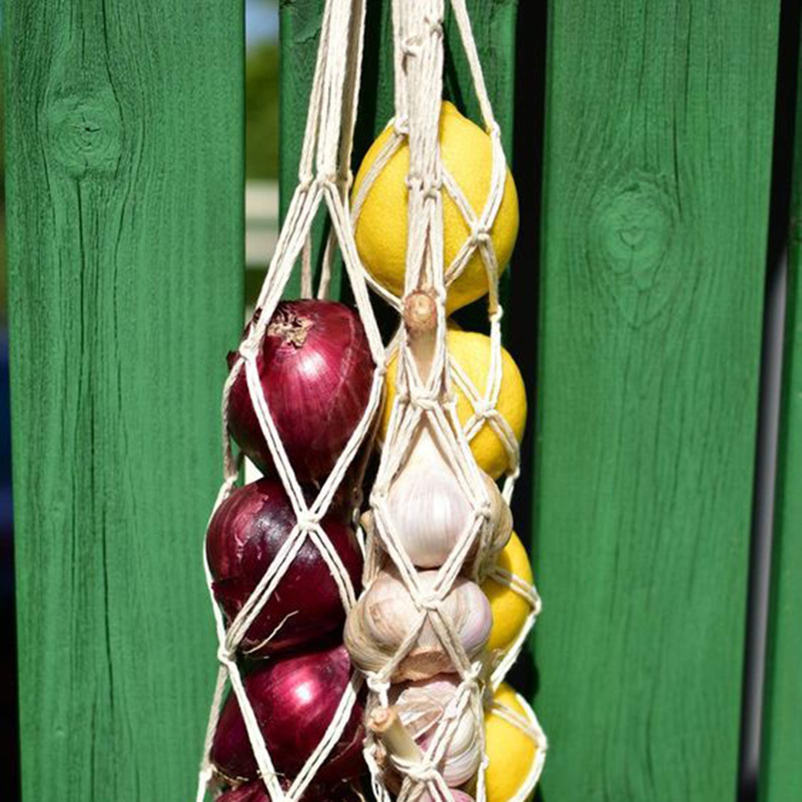 Reusable Mesh Hanging Storage Bags for Vegetables, Onions, Potatoes - Drawstring Net Tote Bags for Kitchen Organization | Perfect for Pantry, Grocery Storage & Space Saving