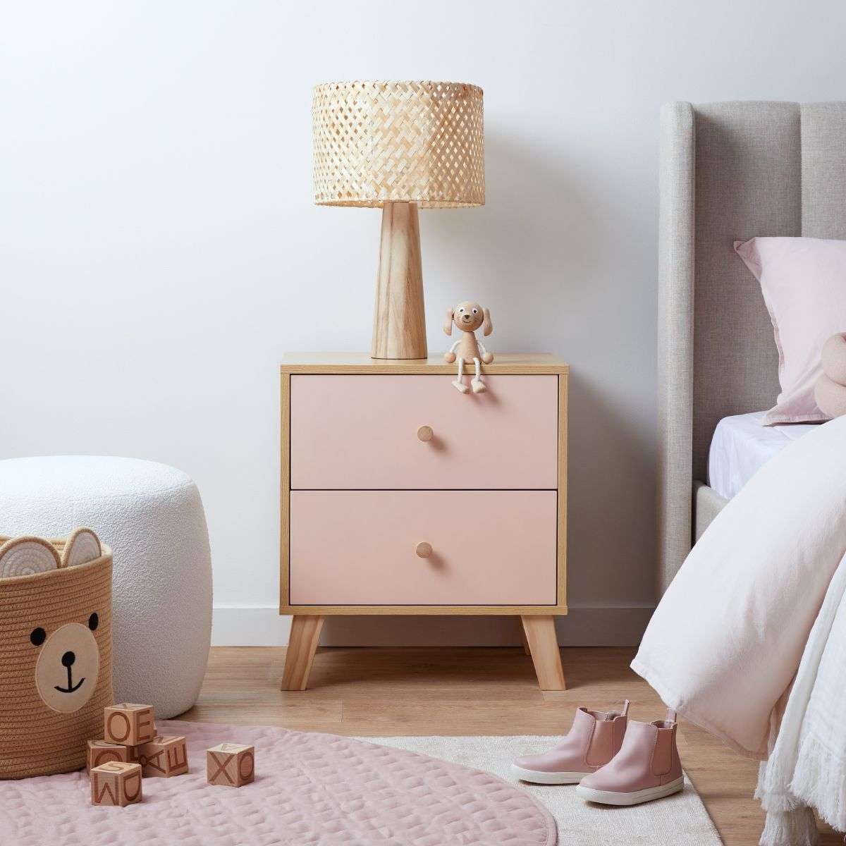 Sonata Pink King Single 4-Piece Bedroom Set - Modern Bed Frame, Nightstand, Dresser & Mirror for Cozy Bedroom Decor | Perfect for Teens, Guest Rooms & Small Spaces