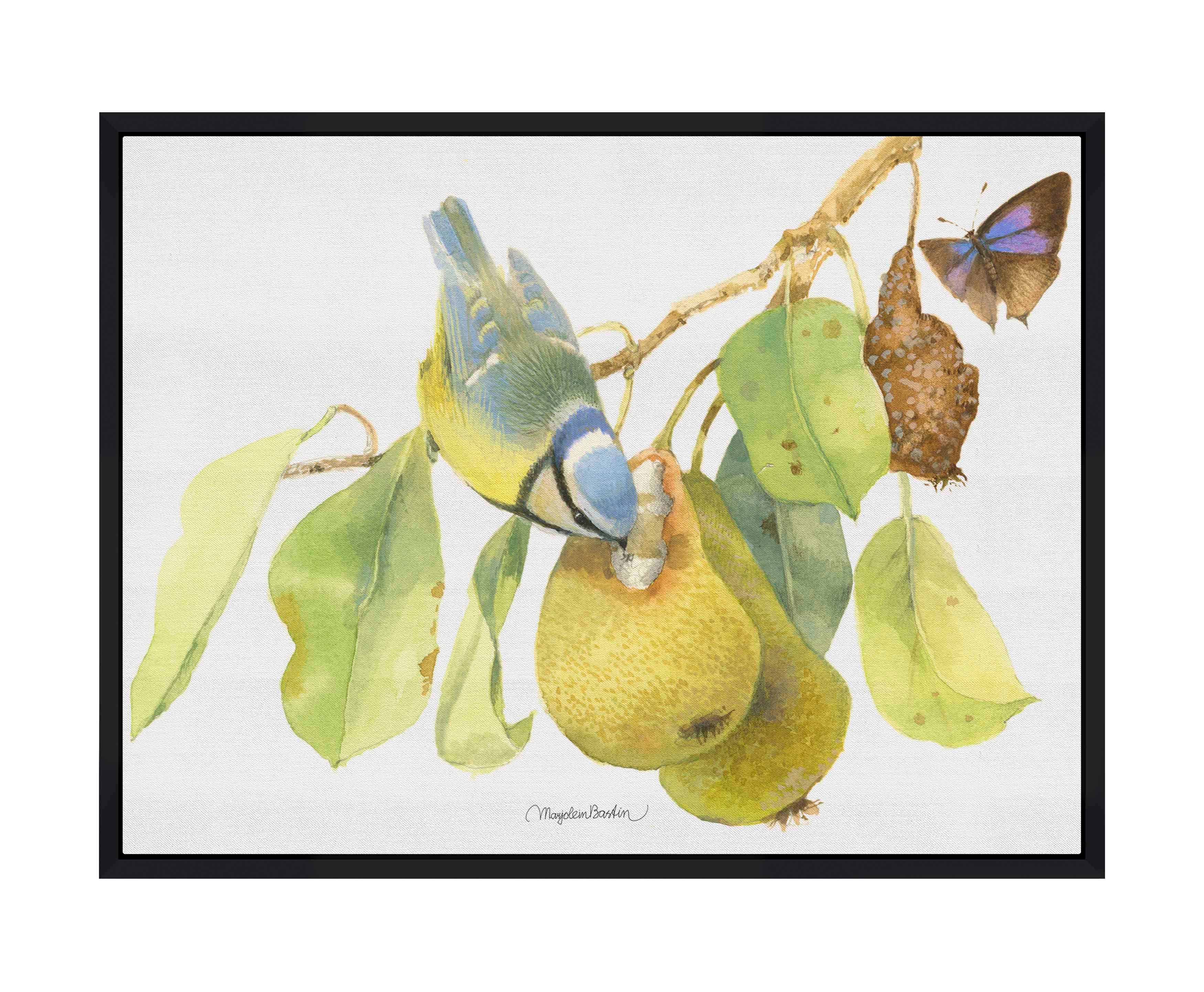 Blue Tit In the Orchard Gallery Wrapped Canvas - Beautiful Songbird Wall Art for Living Room, Bedroom & Office Decor