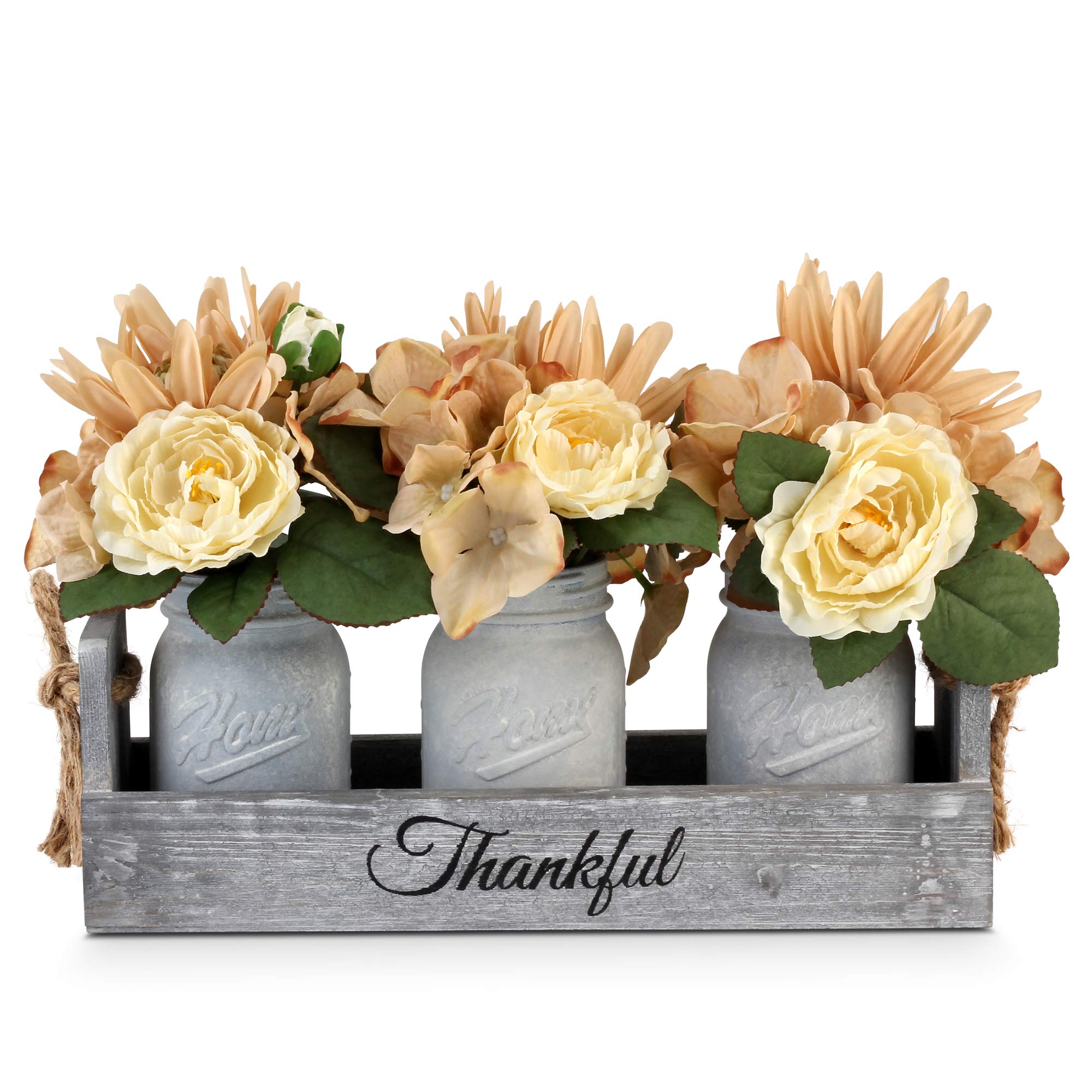 Besuerte Farmhouse Mason Jar Centerpieces - White Glass Jars for Dining Table, Living Room Decor, Wedding & Rustic Home Decor | Perfect for Table Centerpieces, Candle Holders, Flower Vases