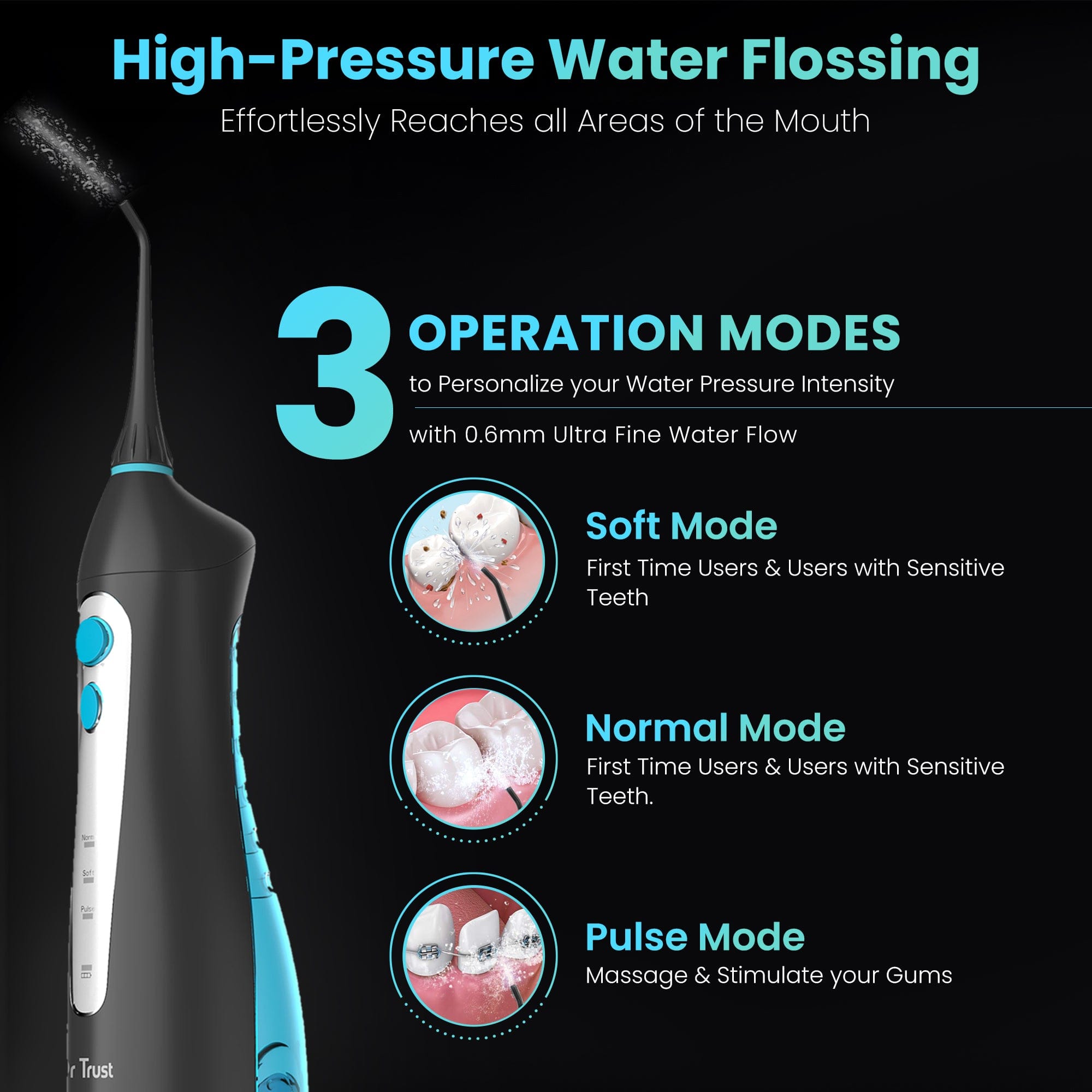 Dr Trust USA Oral Irrigator 310 - Professional Water Flosser for Teeth Cleaning, Dental Care & Gum Health | Perfect for Home Use & Travel | Removes Plaque & Improves Oral Hygiene