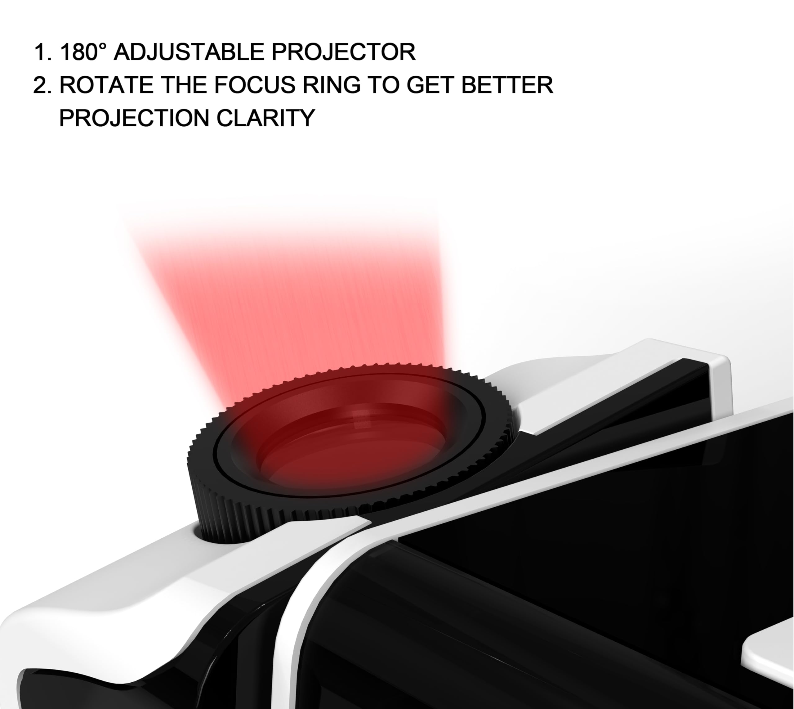iTOMA 180° Rotatable Projection Alarm Clock with FM Radio, Red LED Display, 4-Level Brightness - Dual Alarm Clock with Snooze for Bedroom, Office, Kids Room | Perfect for Nighttime Reading, Wake-Up Light & Home Decor