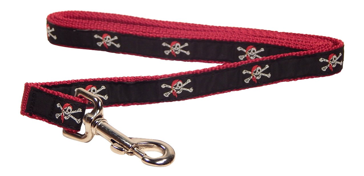 Preston Skull and Crossbones Dog Leash for Small Dogs - 3/4 Inch Width, 6 Foot Length - Durable Nylon Pet Leash for Walking, Training & Outdoor Adventures